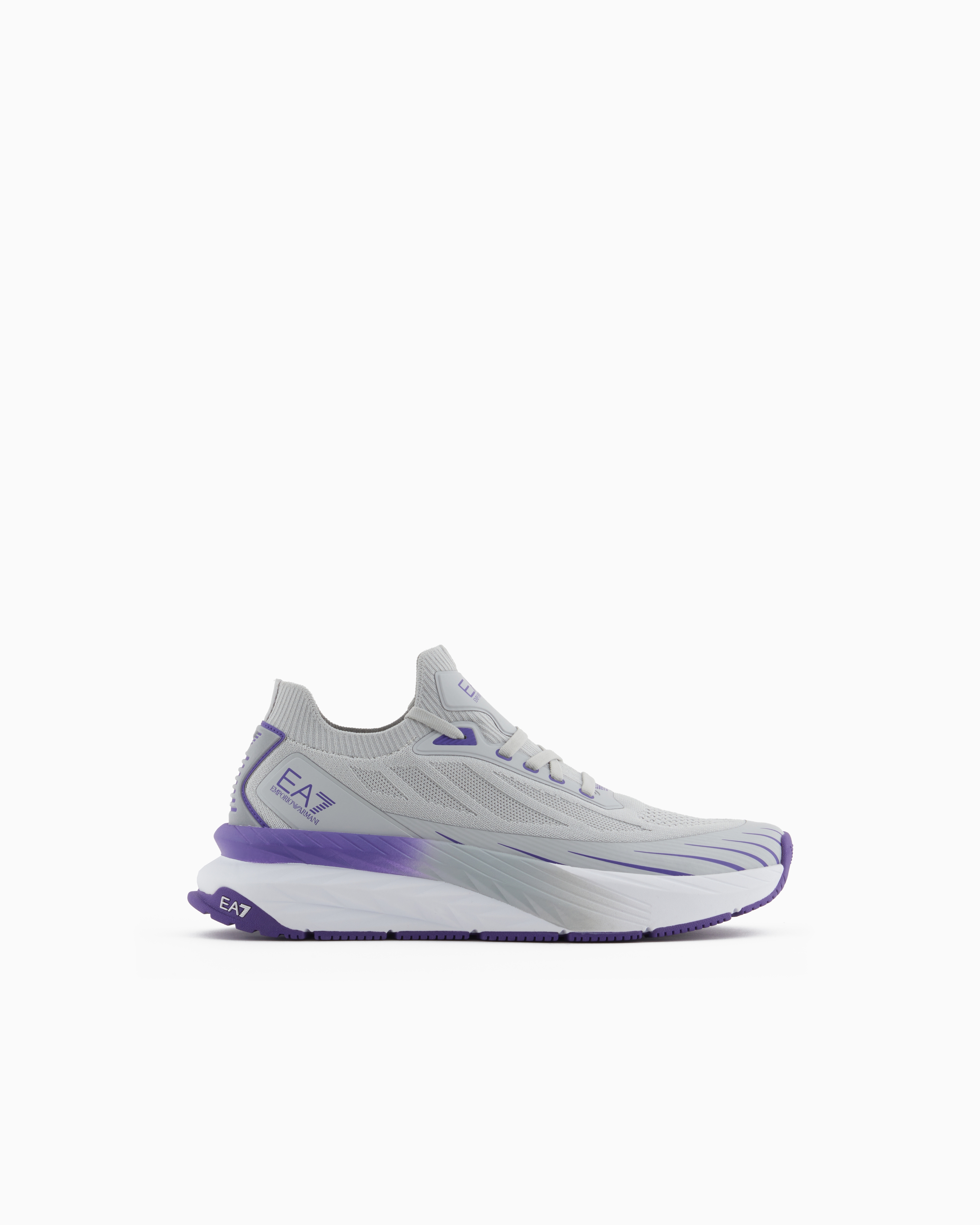 Ea7 Crusher Distance Sonic Knit Sneakers In Grey