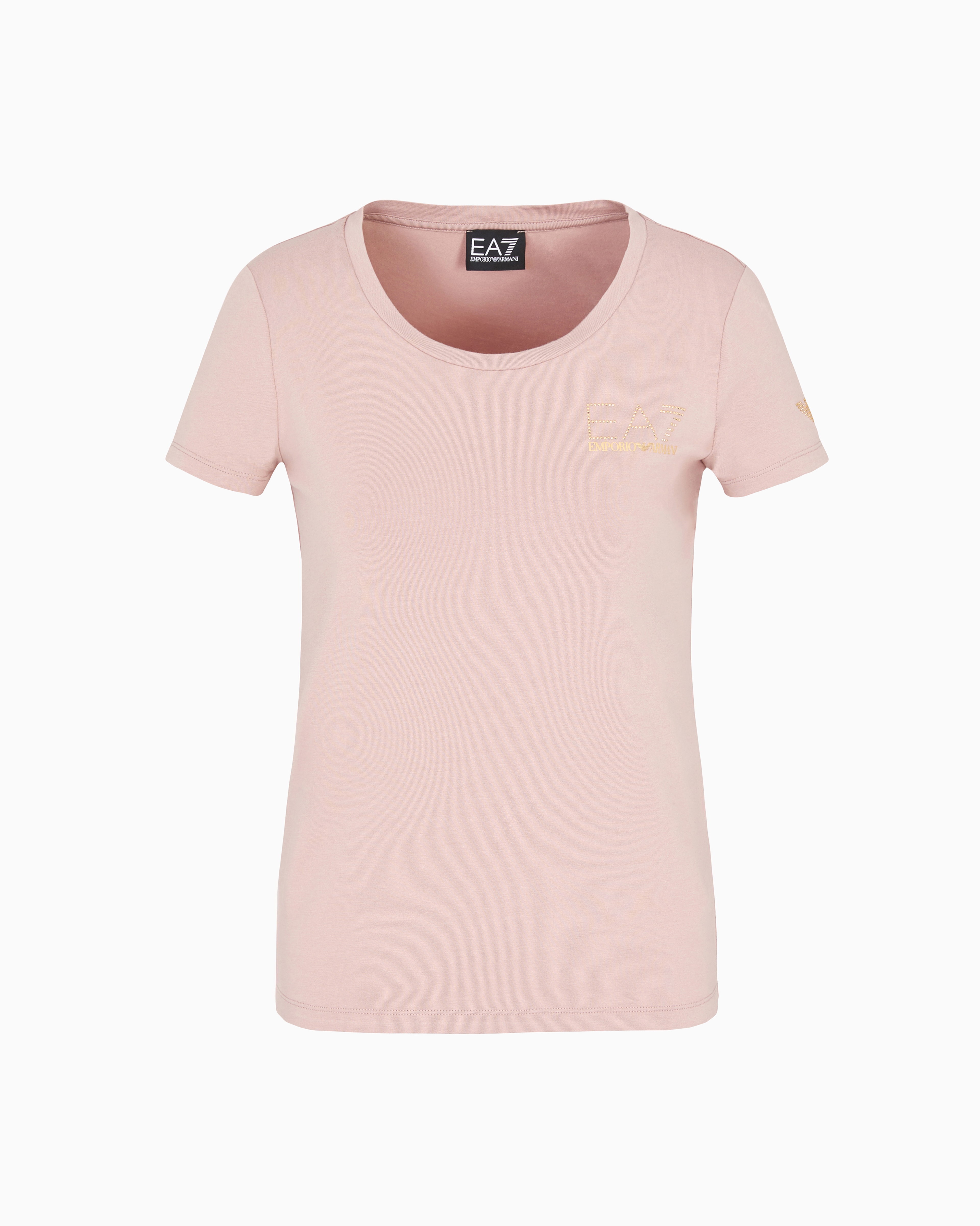 Ea7 Evolution T-shirt Aus Baumwolljersey-mischgewebe In Neutral