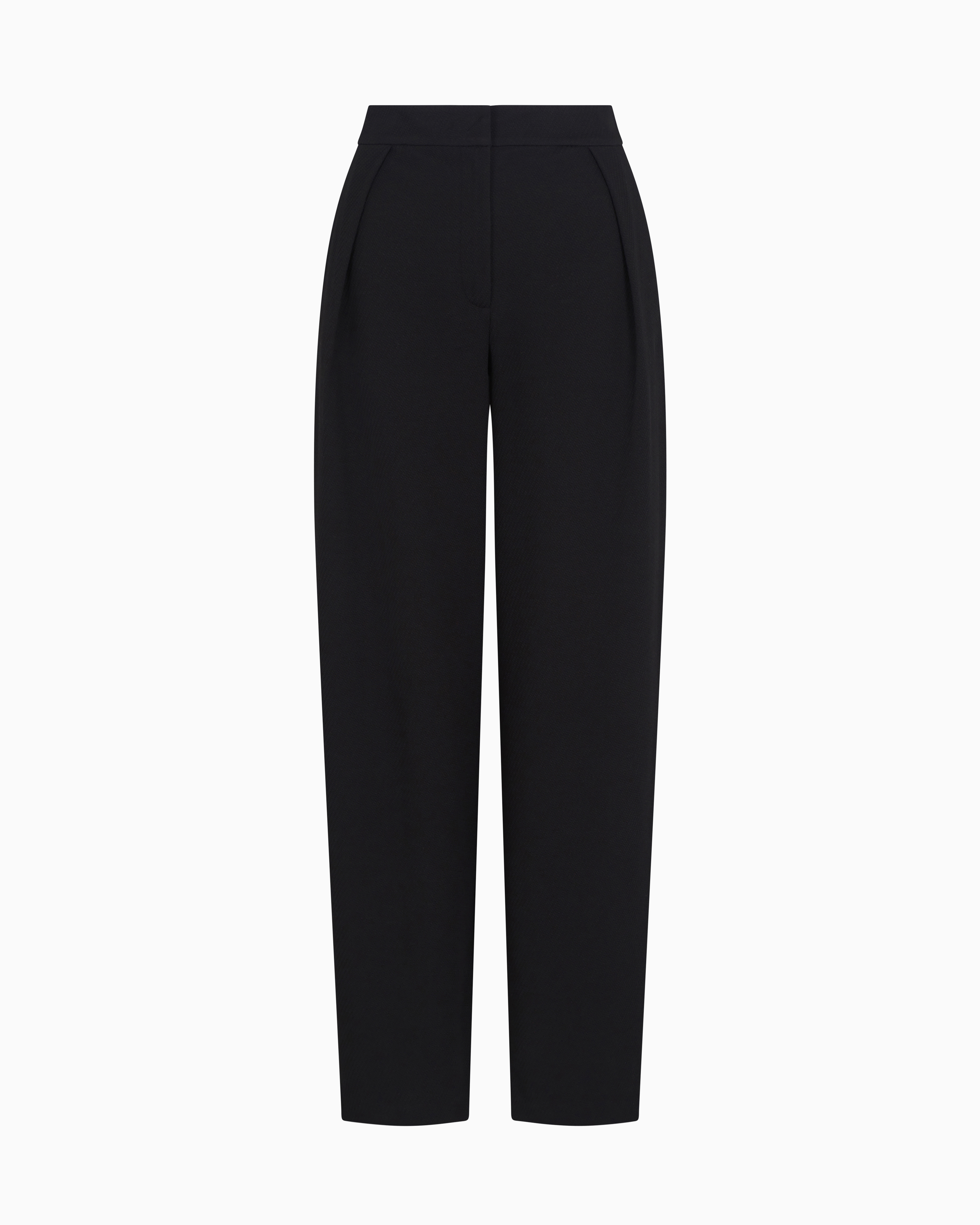 Emporio Armani Knit-effect Jacquard Jersey Trousers With Darts In Black