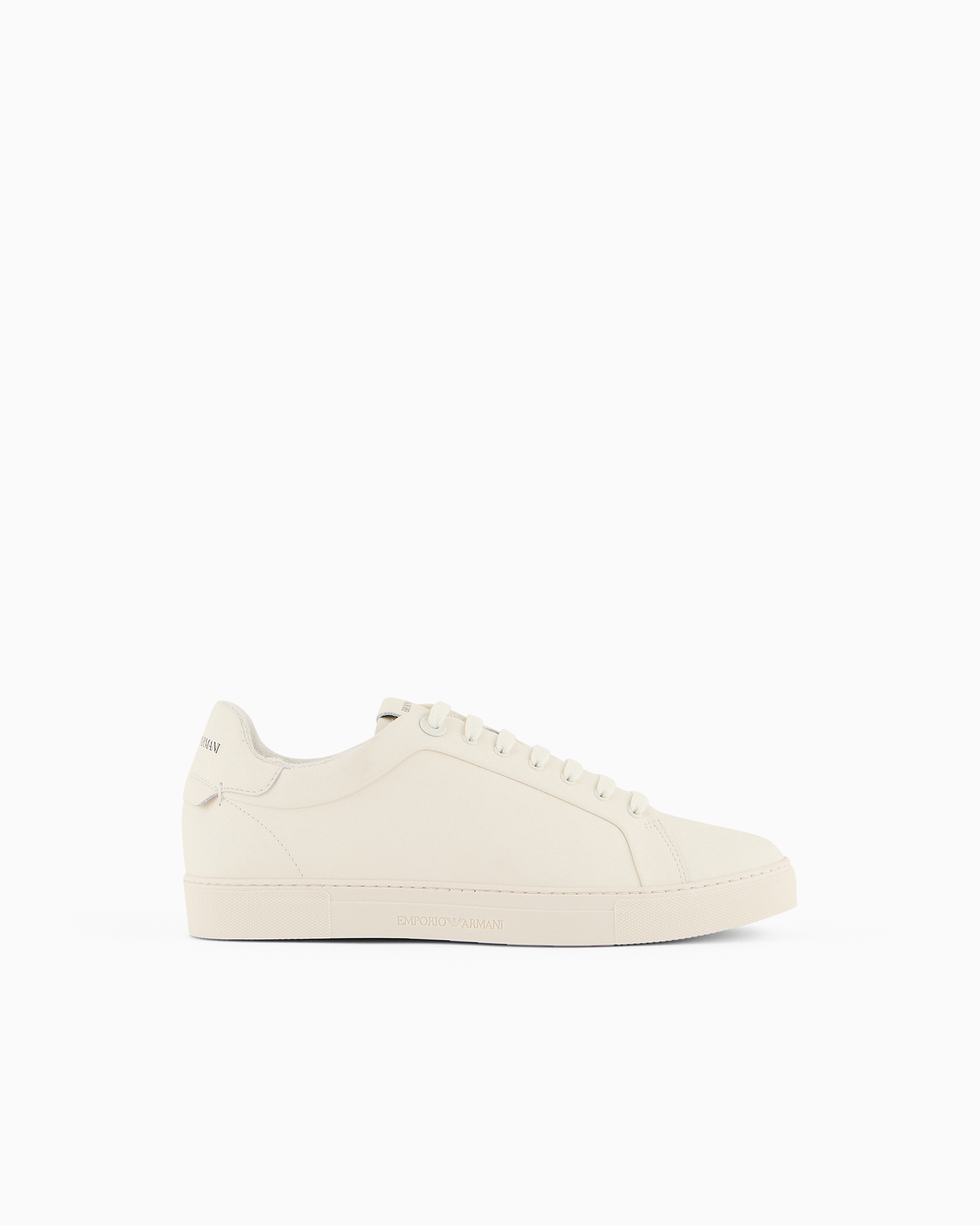 Emporio Armani White Supple Leather Sneakers Medium