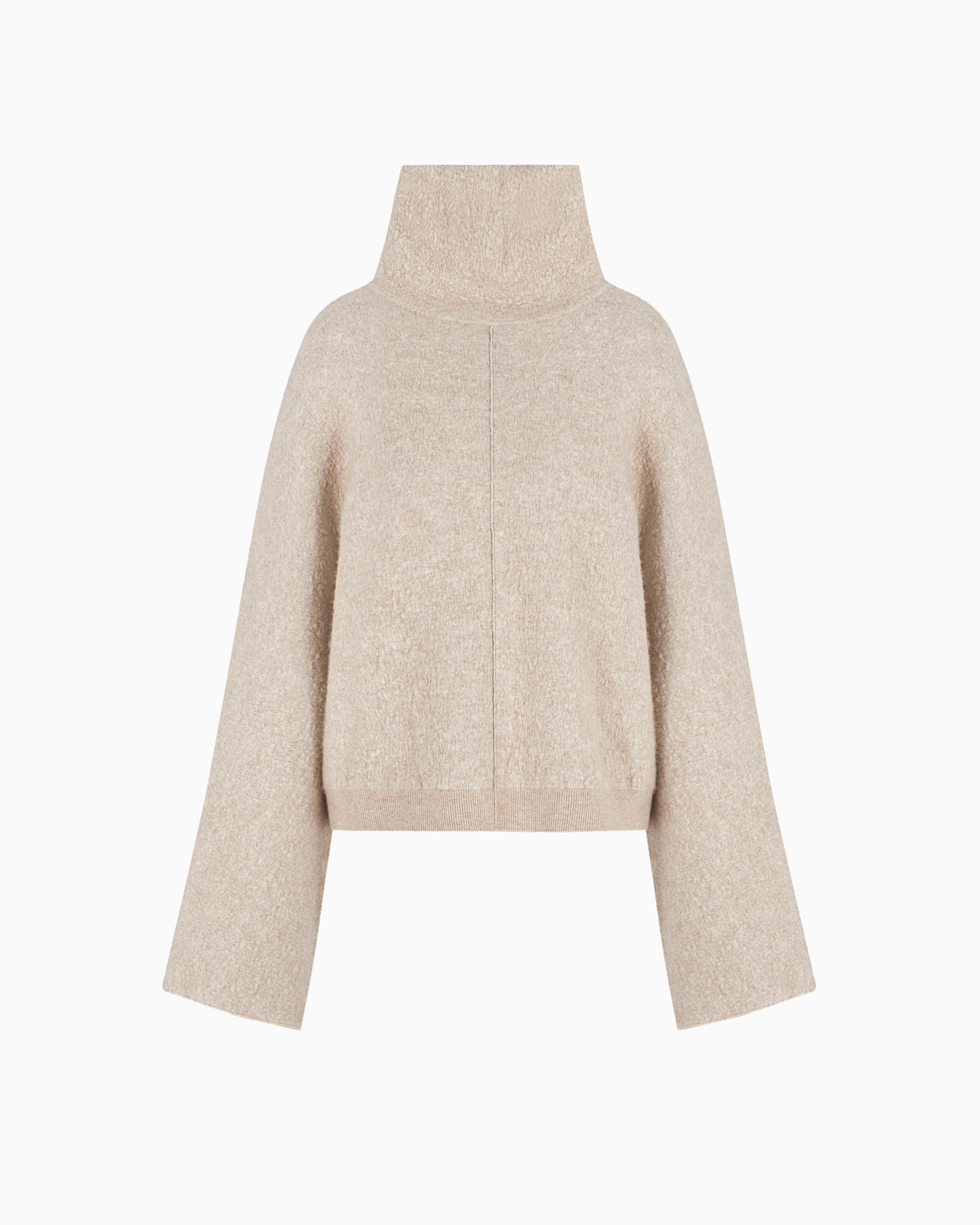 Giorgio Armani Viscose, Cashmere And Silk Mock-neck Jumper In Beige