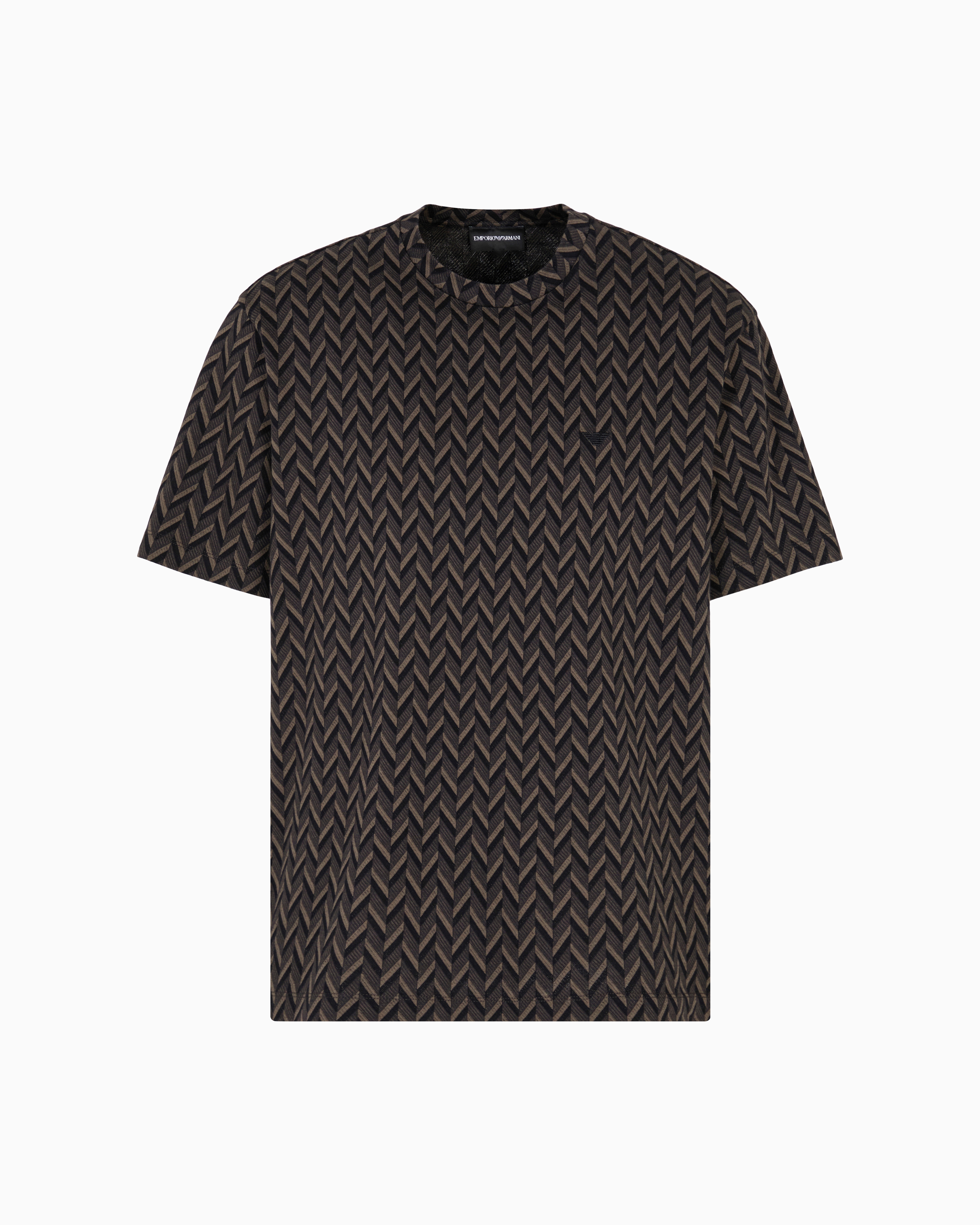 Emporio Armani Cotton Geometric Print T-shirt In Grey