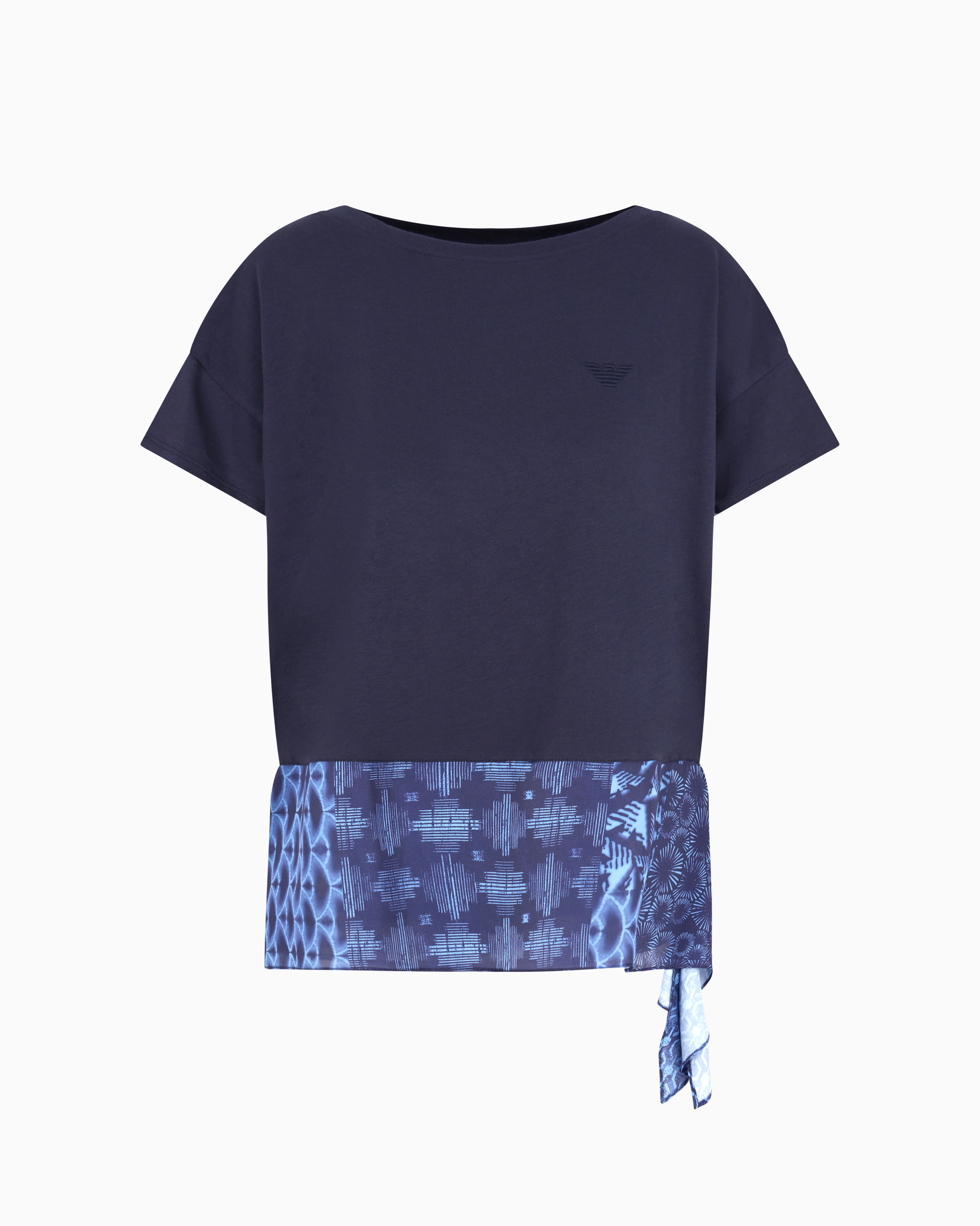 Emporio Armani Cotton Jersey T-shirt With Knot In Navy Blue