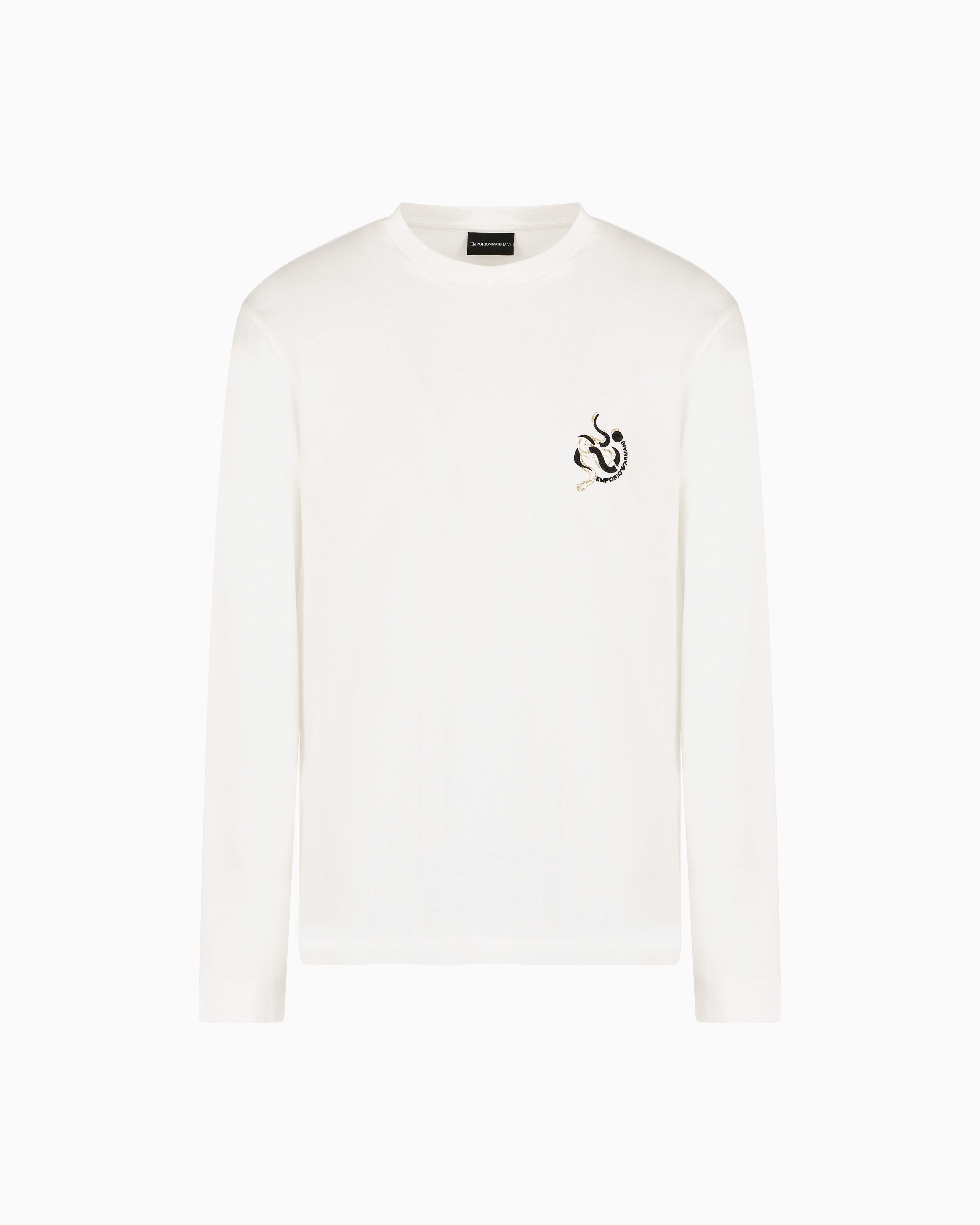 Emporio Armani Asv Lyocell Blend Jersey Jumper With Lunar New Year Embroidery In White