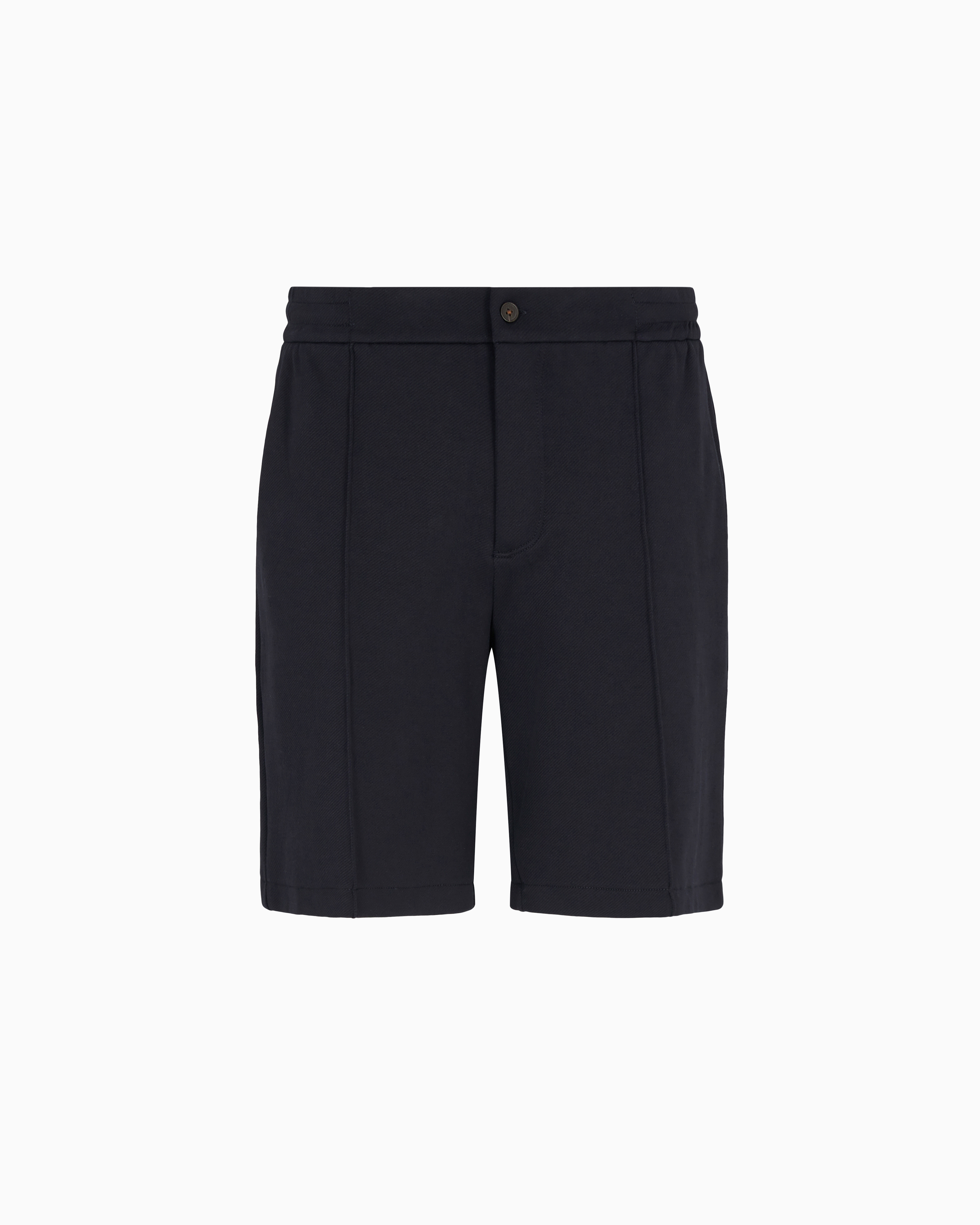 Emporio Armani Jersey Bermuda Shorts With Ribs In Navy Blue