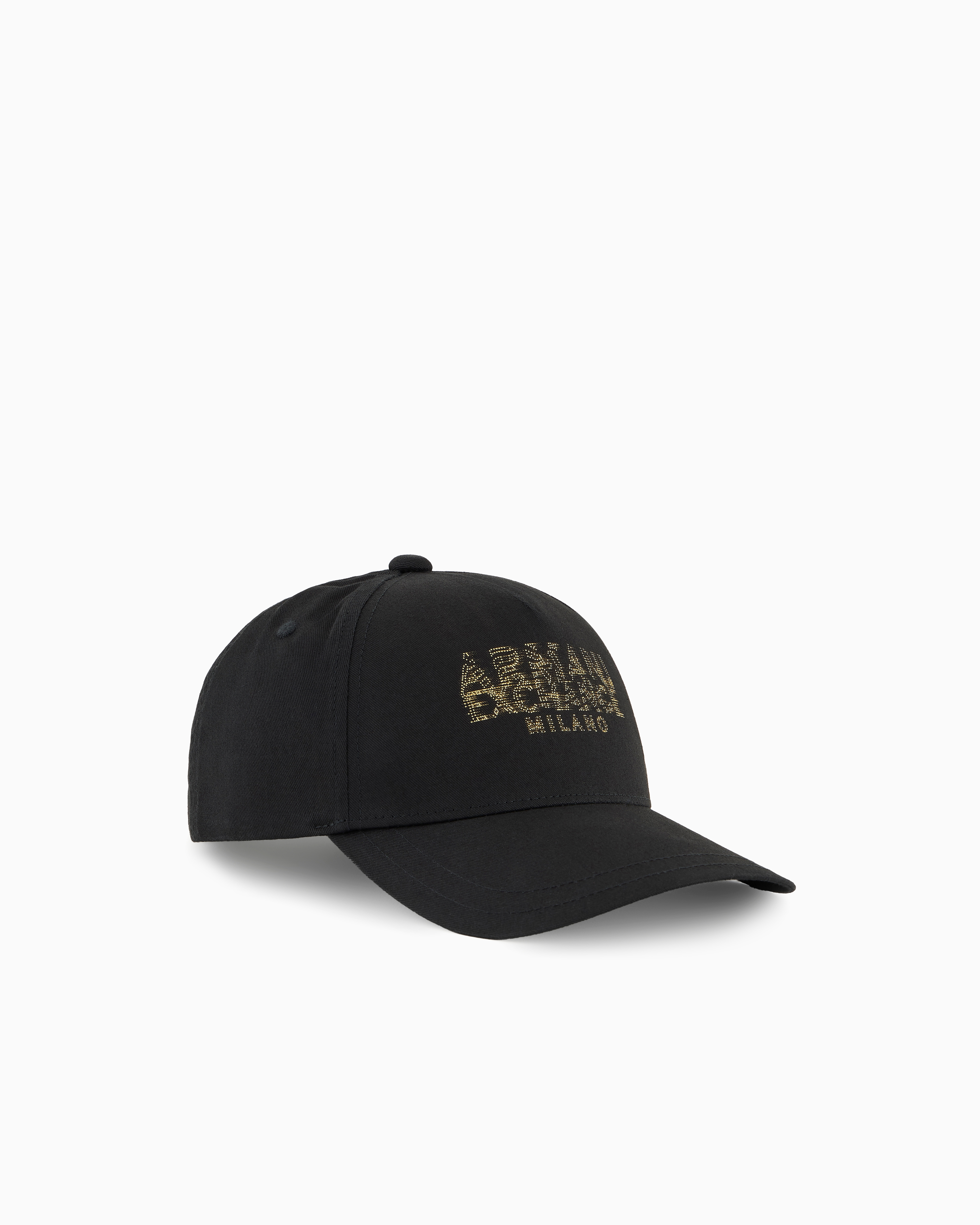 Armani Exchange Cotton Visor Cap With Blurred Logo In Black