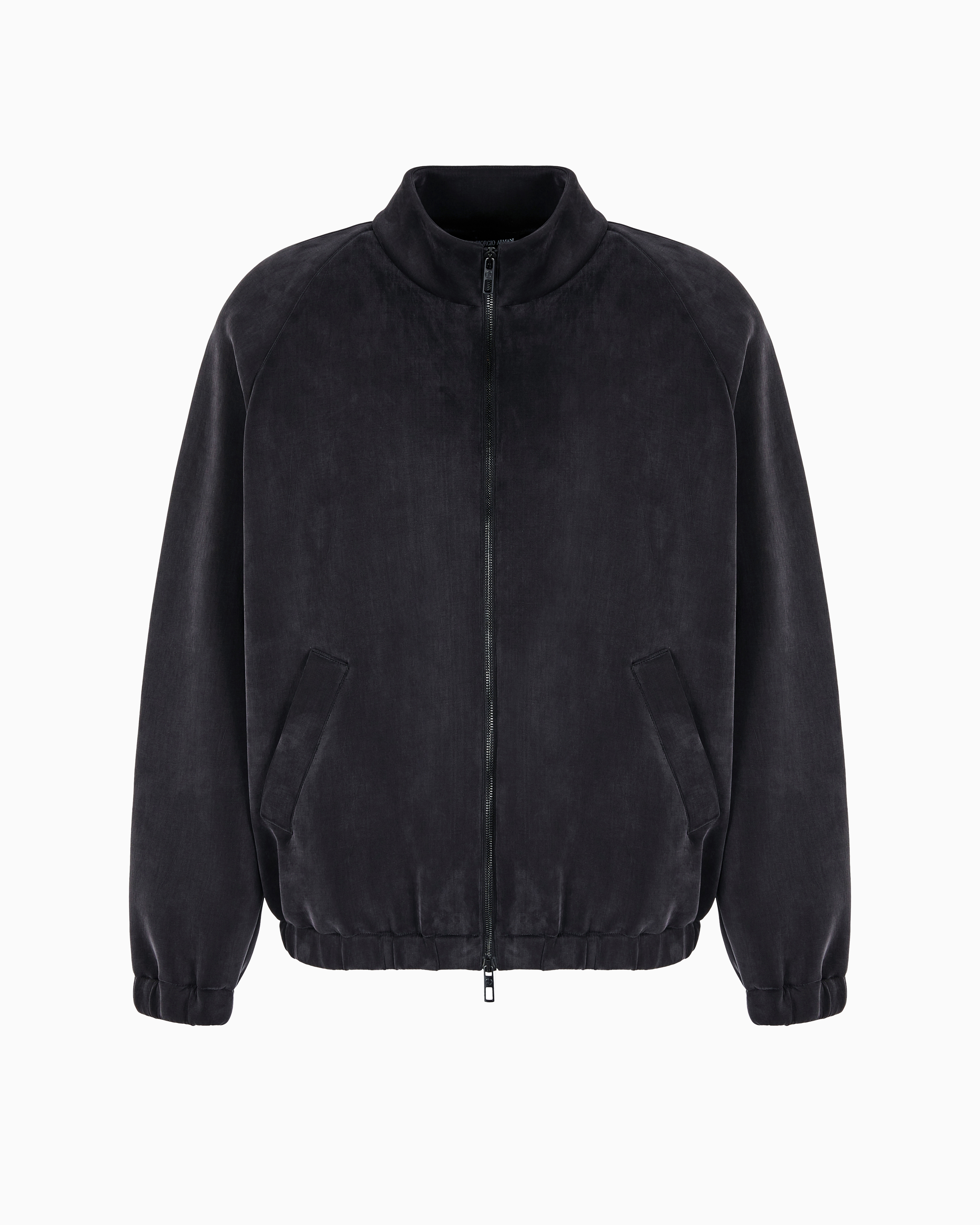 Giorgio Armani Stretch Cotton And Cupro Blouson In Black