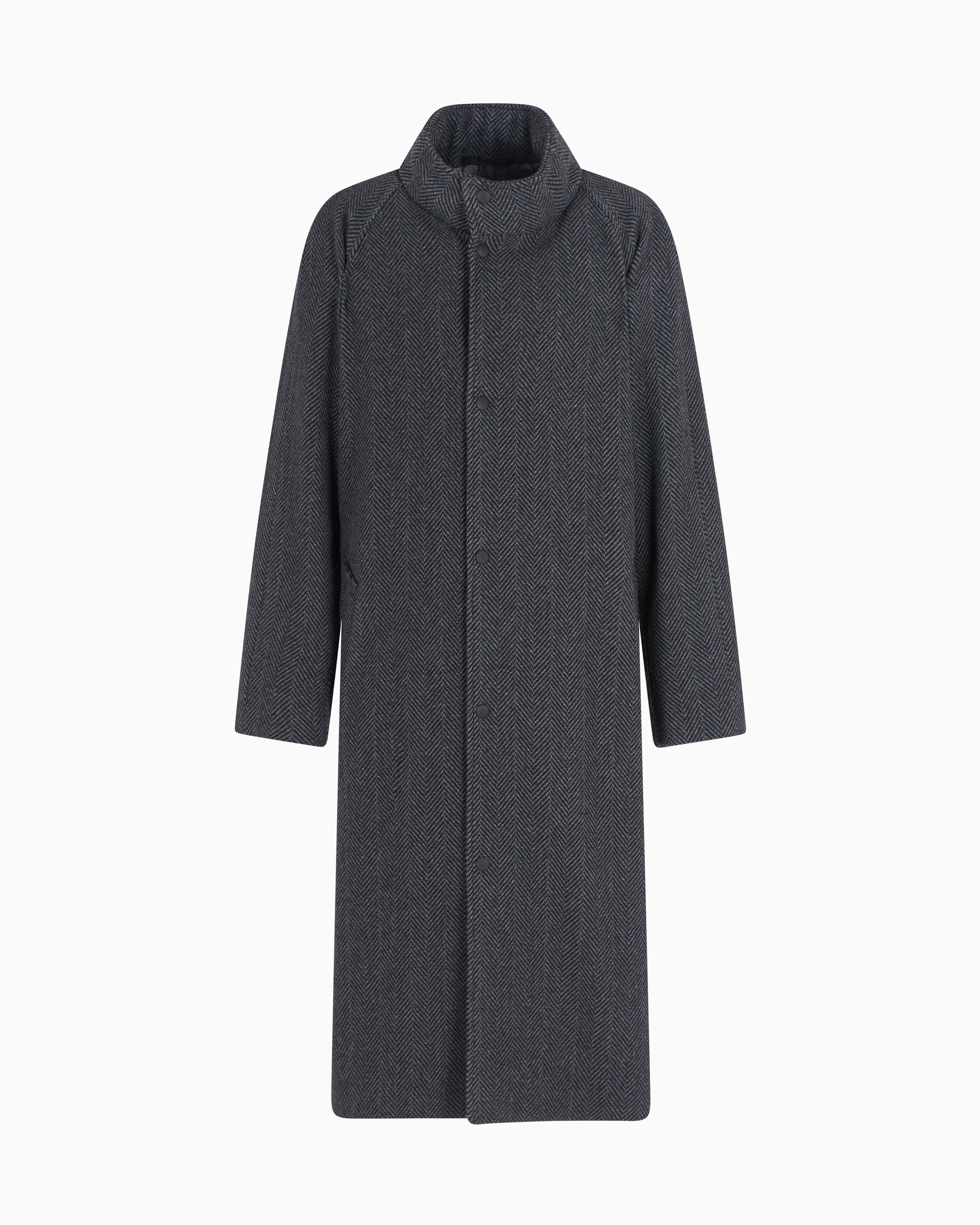 GIORGIO ARMANI LONG COAT IN CHEVRON JACQUARD CASHMERE-BLEND CLOTH