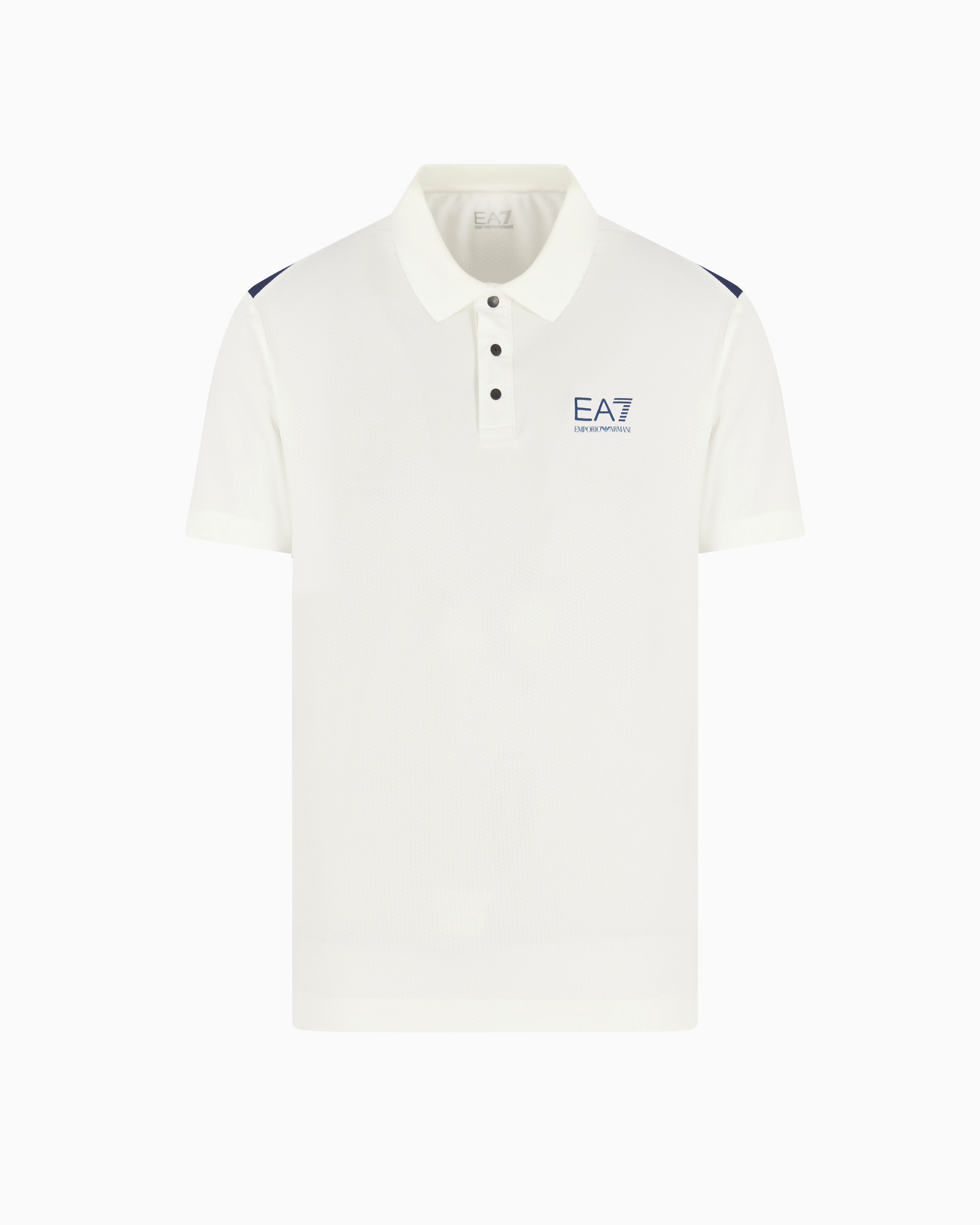Ea7 Tennis Pro Two-tone Polo Shirt In Ventus7 Technical Fabric In White