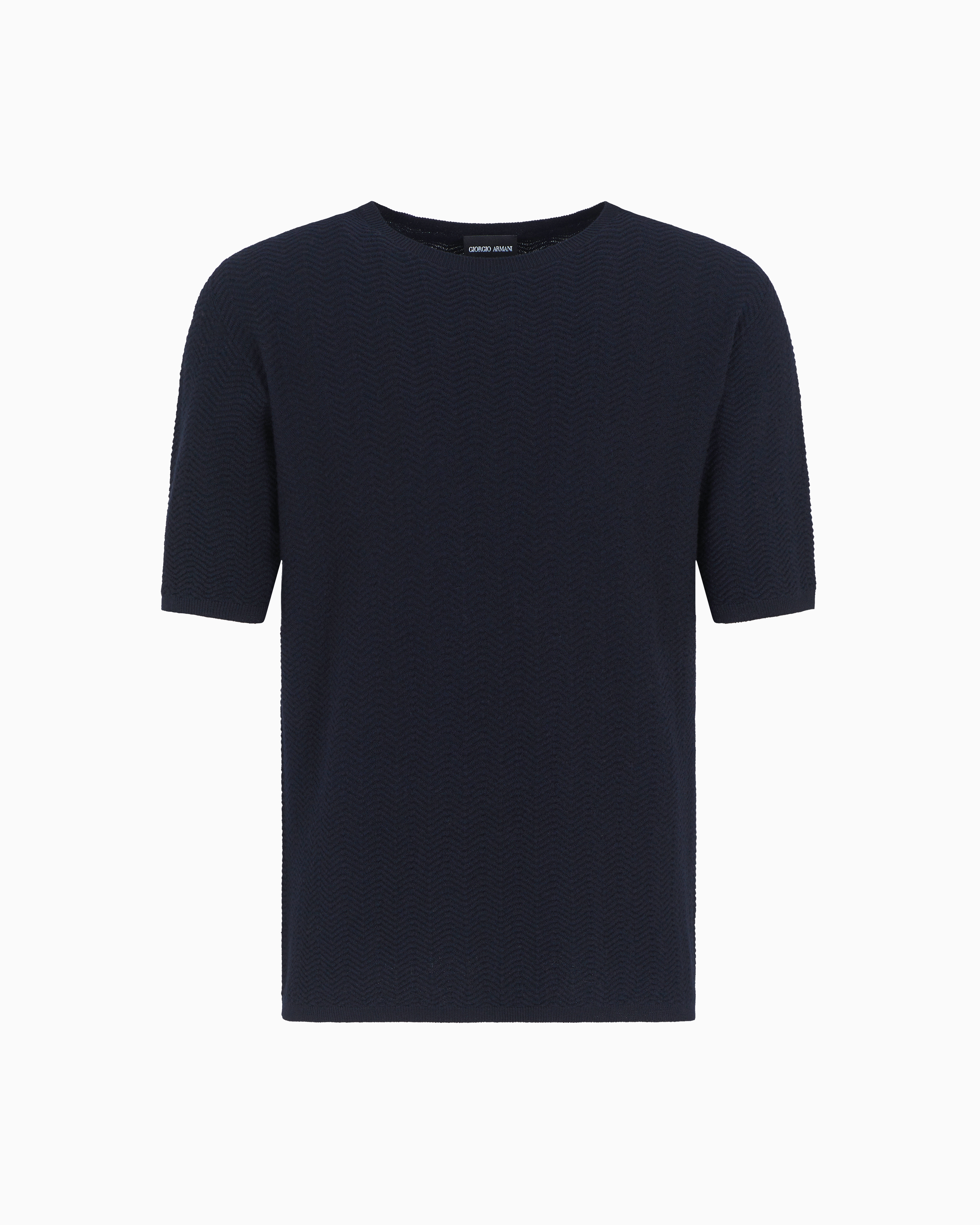 Giorgio Armani Navy Blue Viscose Blend T-shirt In Blue