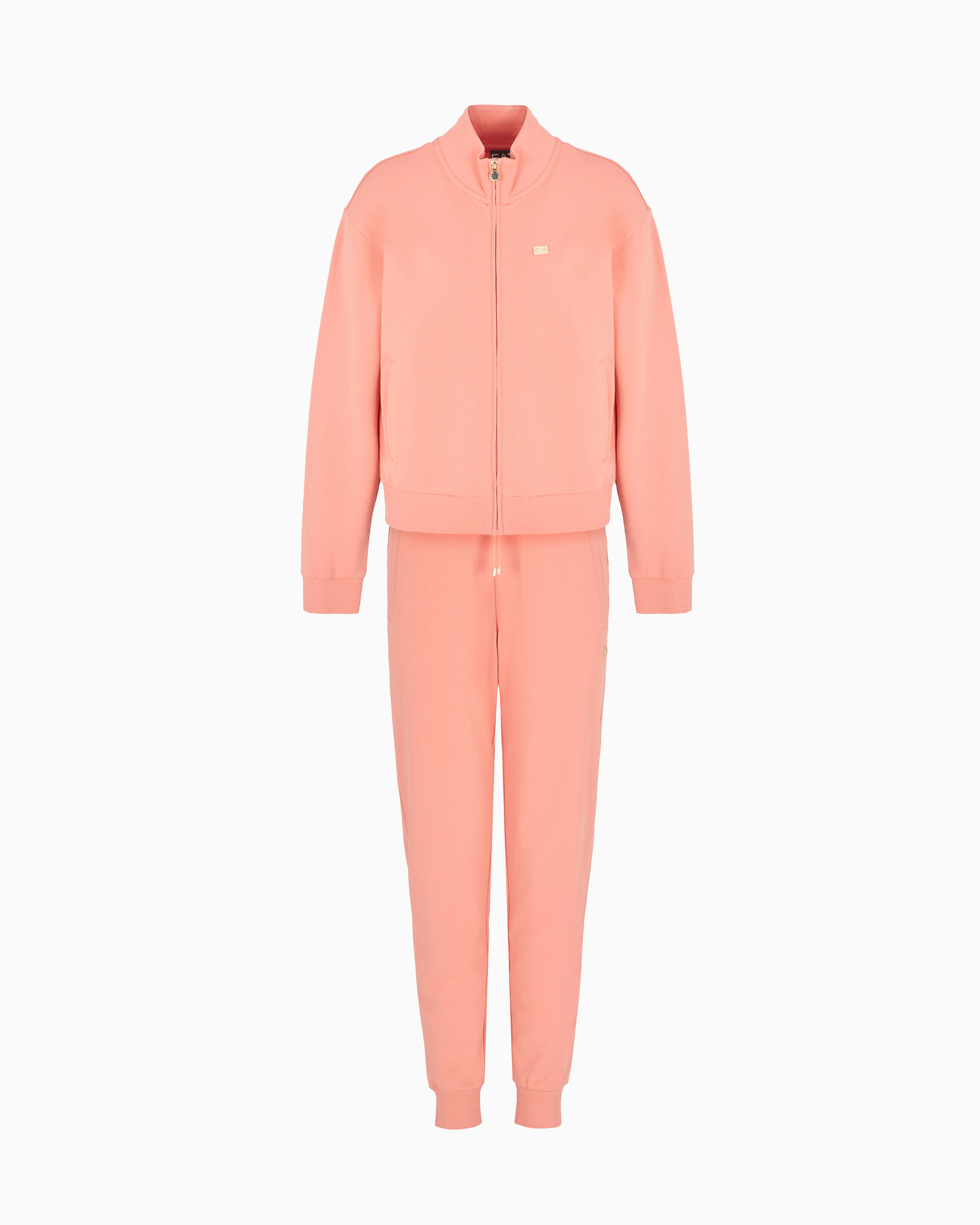Ea7 Core Lady Stretch-cotton Tracksuit In Pink