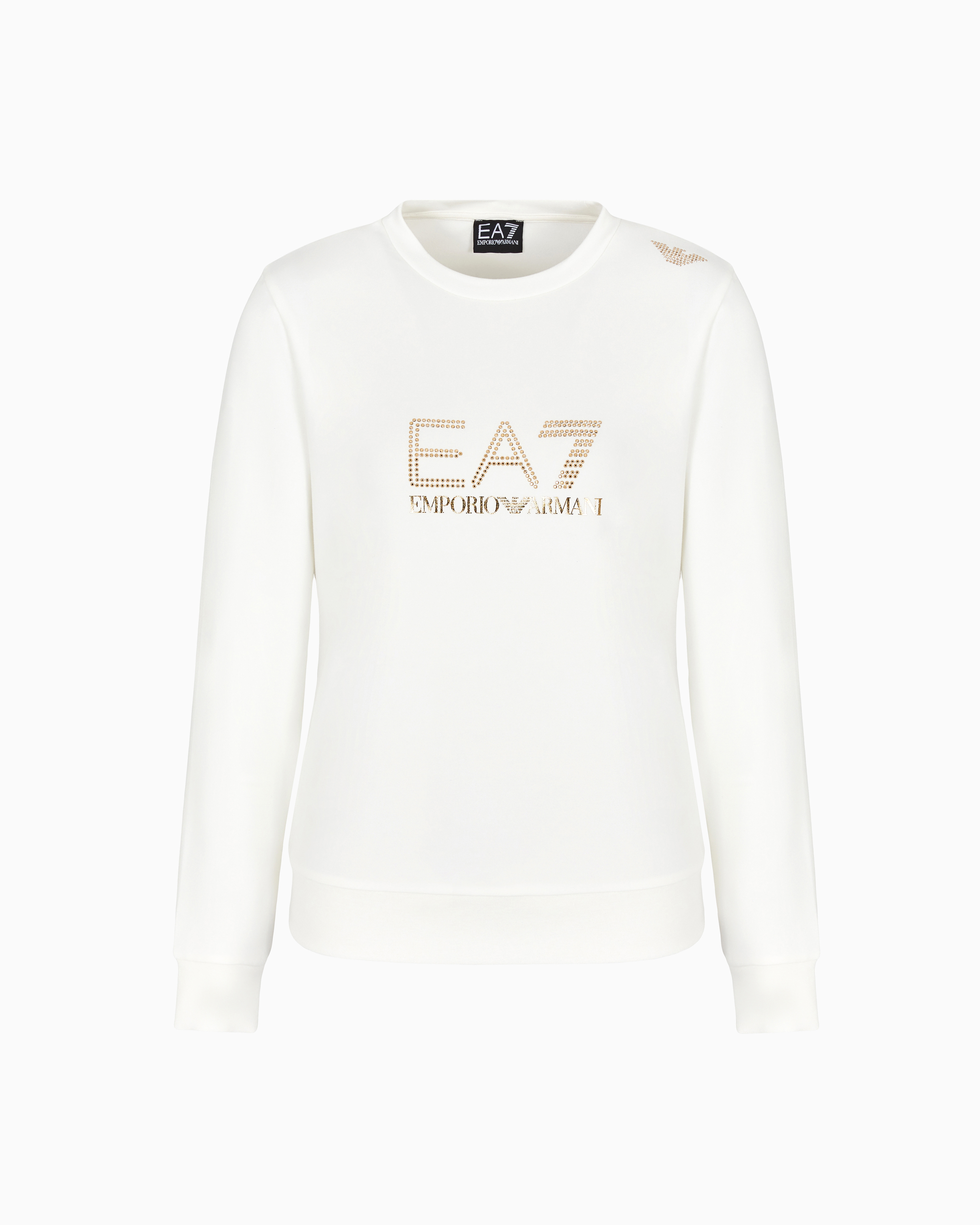 Ea7 Evolution Stretch Viscose-blend Crew-neck Sweatshirt In Neutral