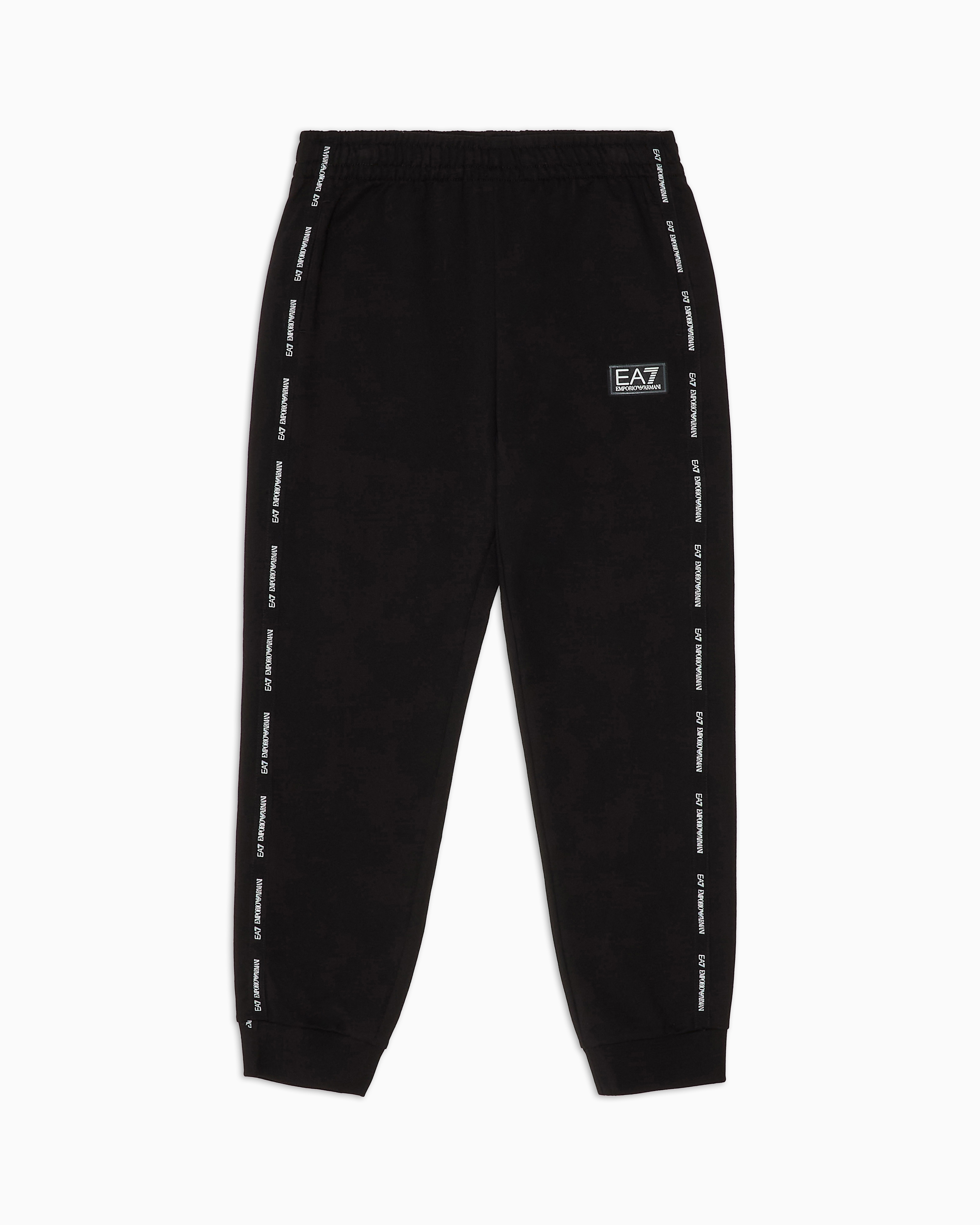 Ea7 Cotton Logo Series Boy Joggers In Black