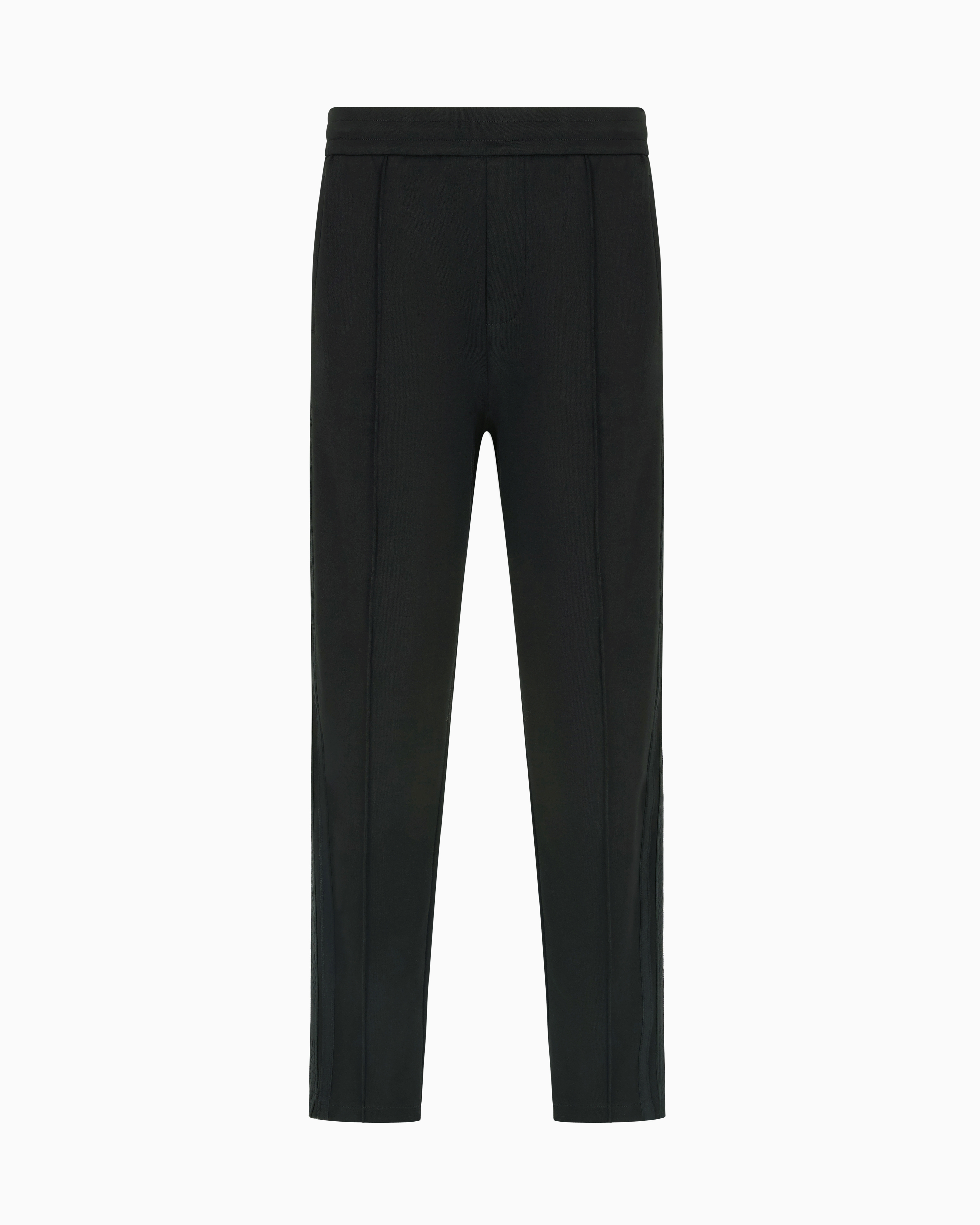 Armani Exchange Regular Fit Trousers With Contrasting Band In Green
