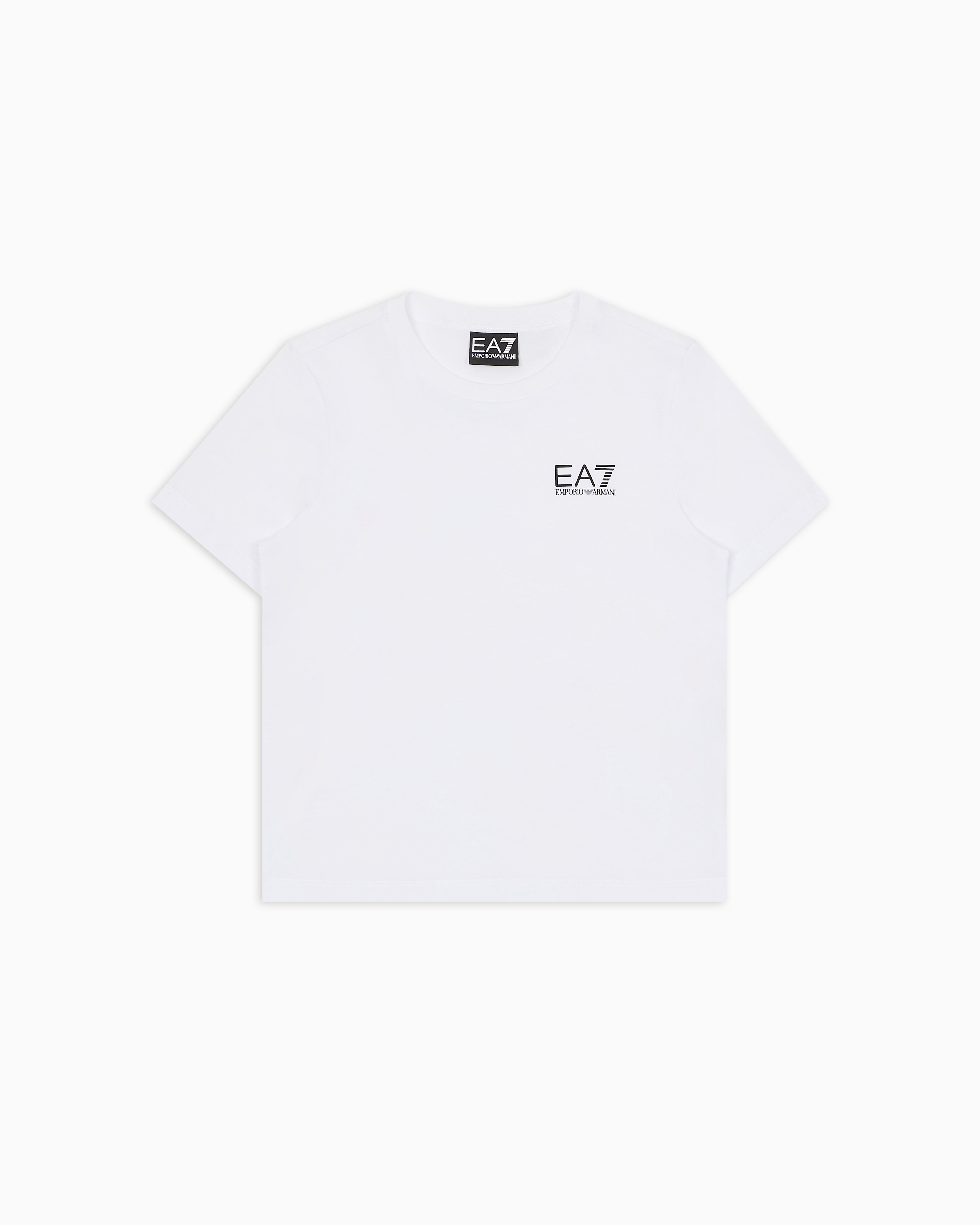 Ea7 Core Identity Boy Cotton Crew-neck T-shirt In White