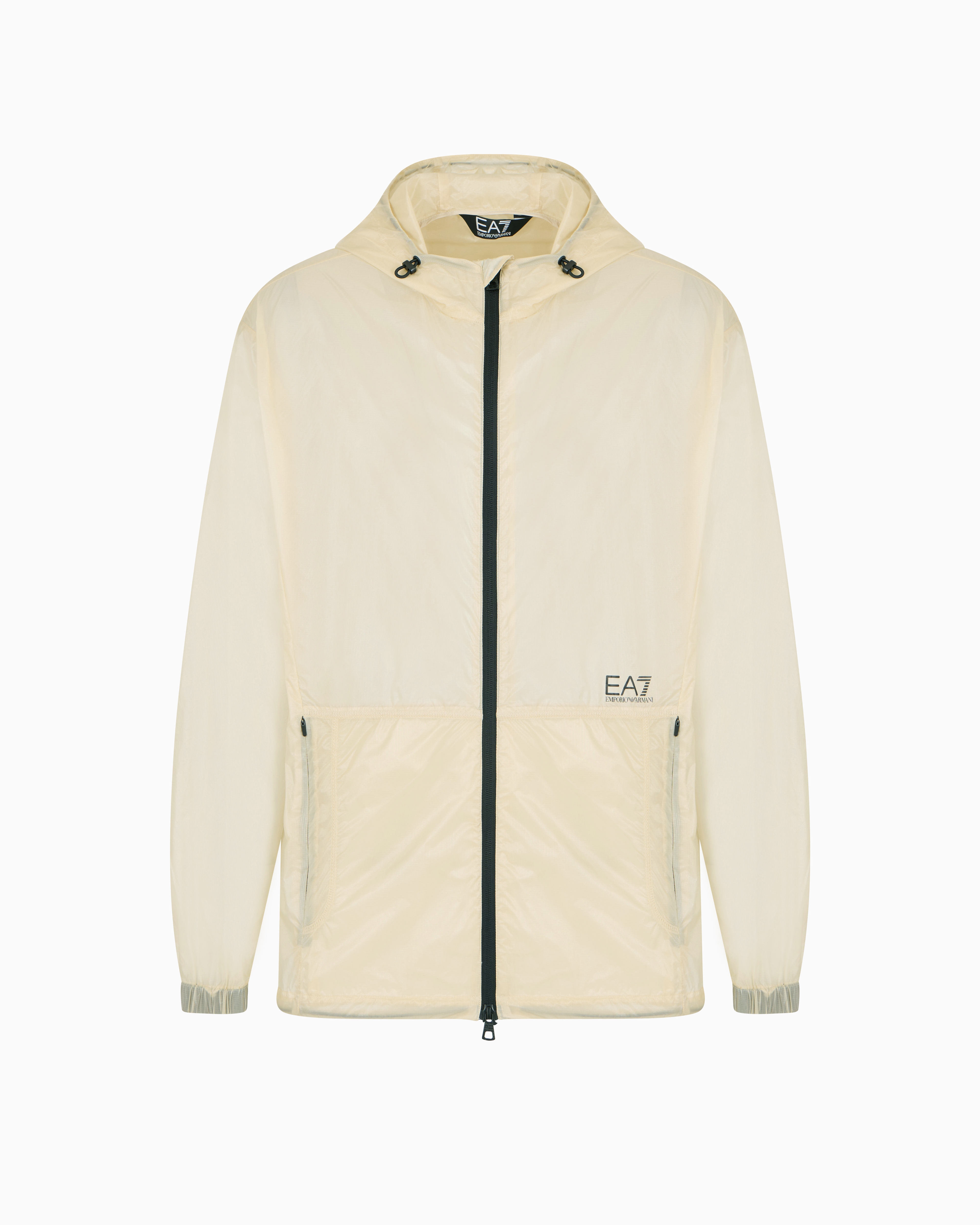 Ea7 Visibility Nylon Zip-up Jacket In Neutral