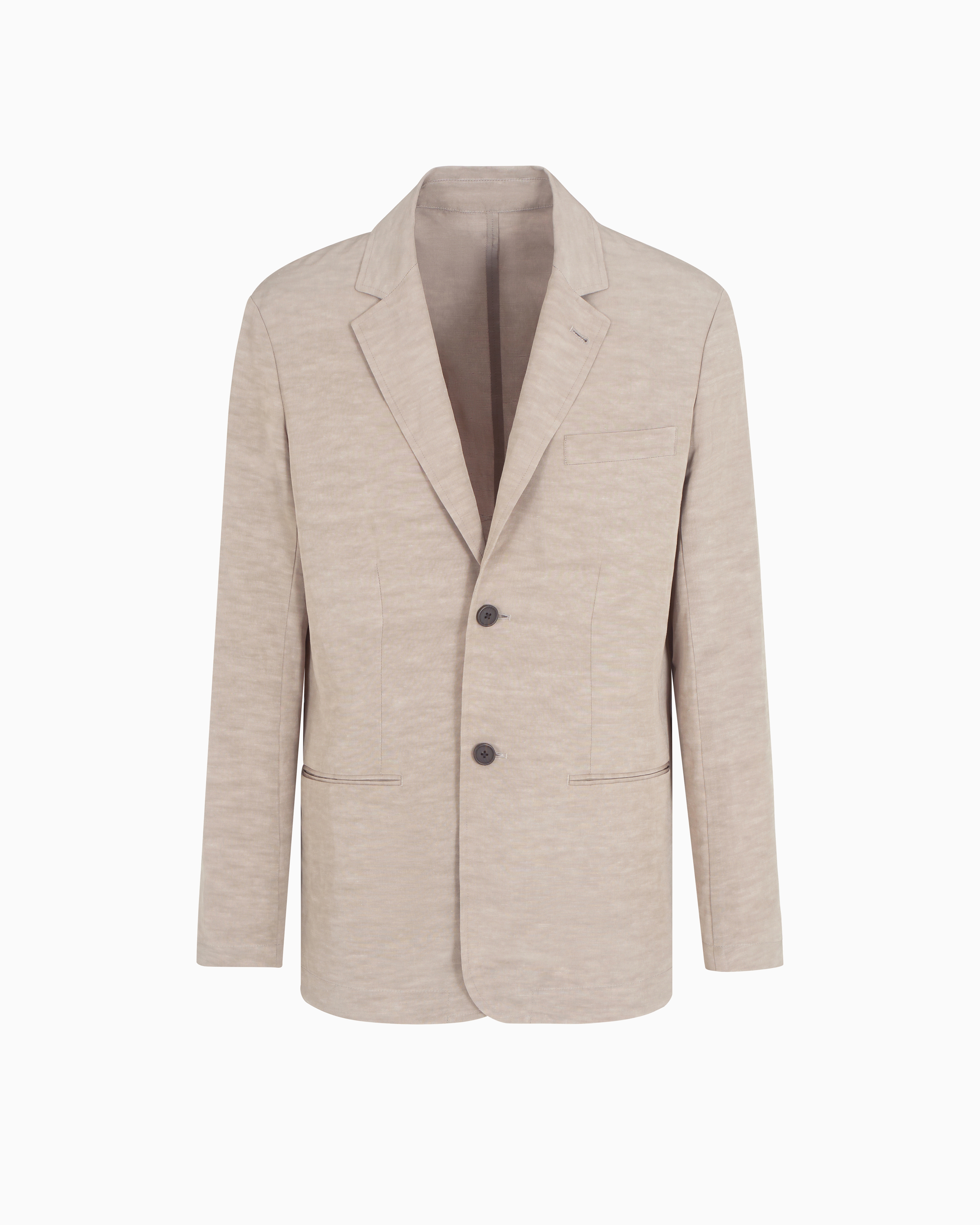 Single-breasted linen-blend blazer | Emporio Armani