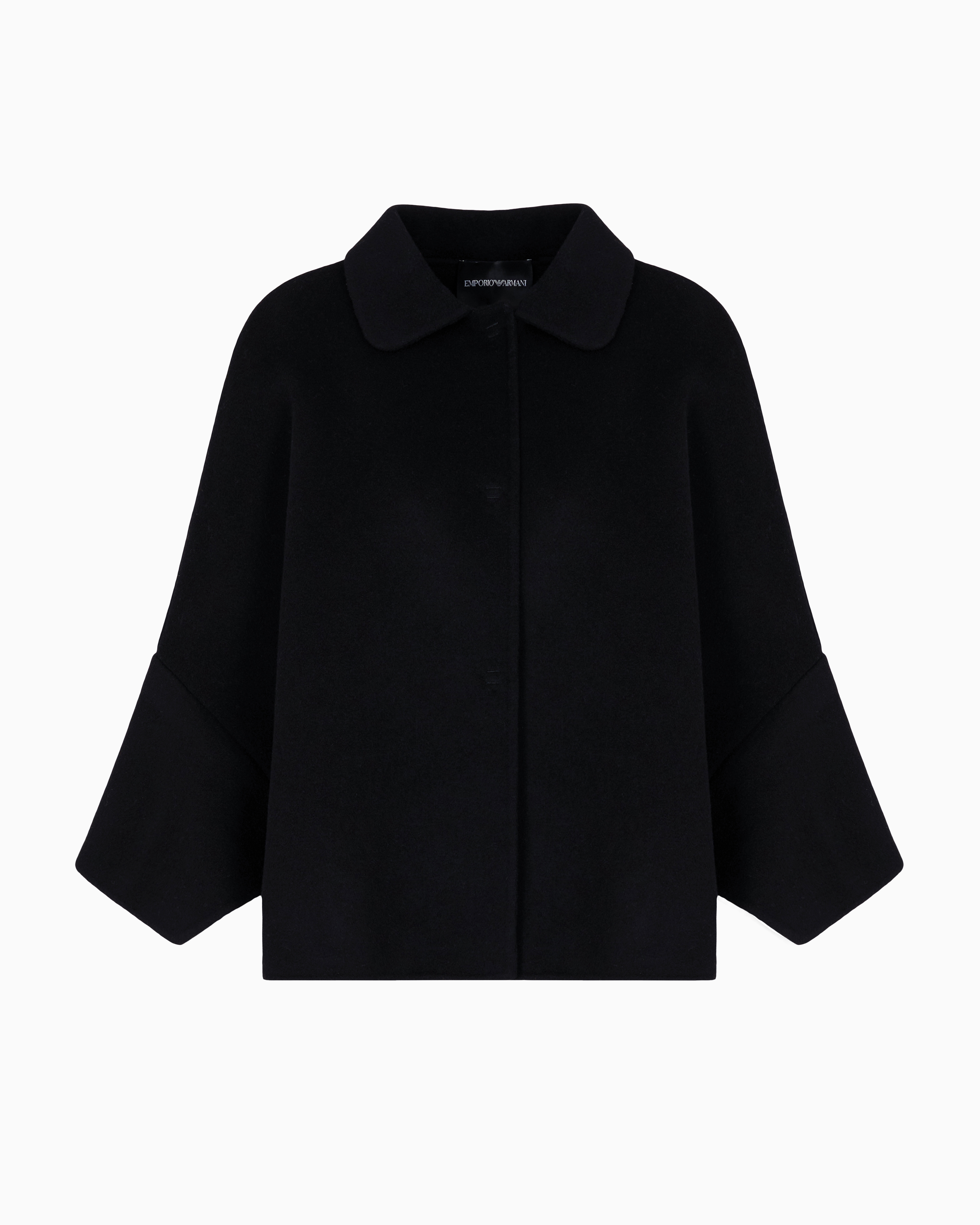 Emporio Armani Virgin Wool Cape In Black