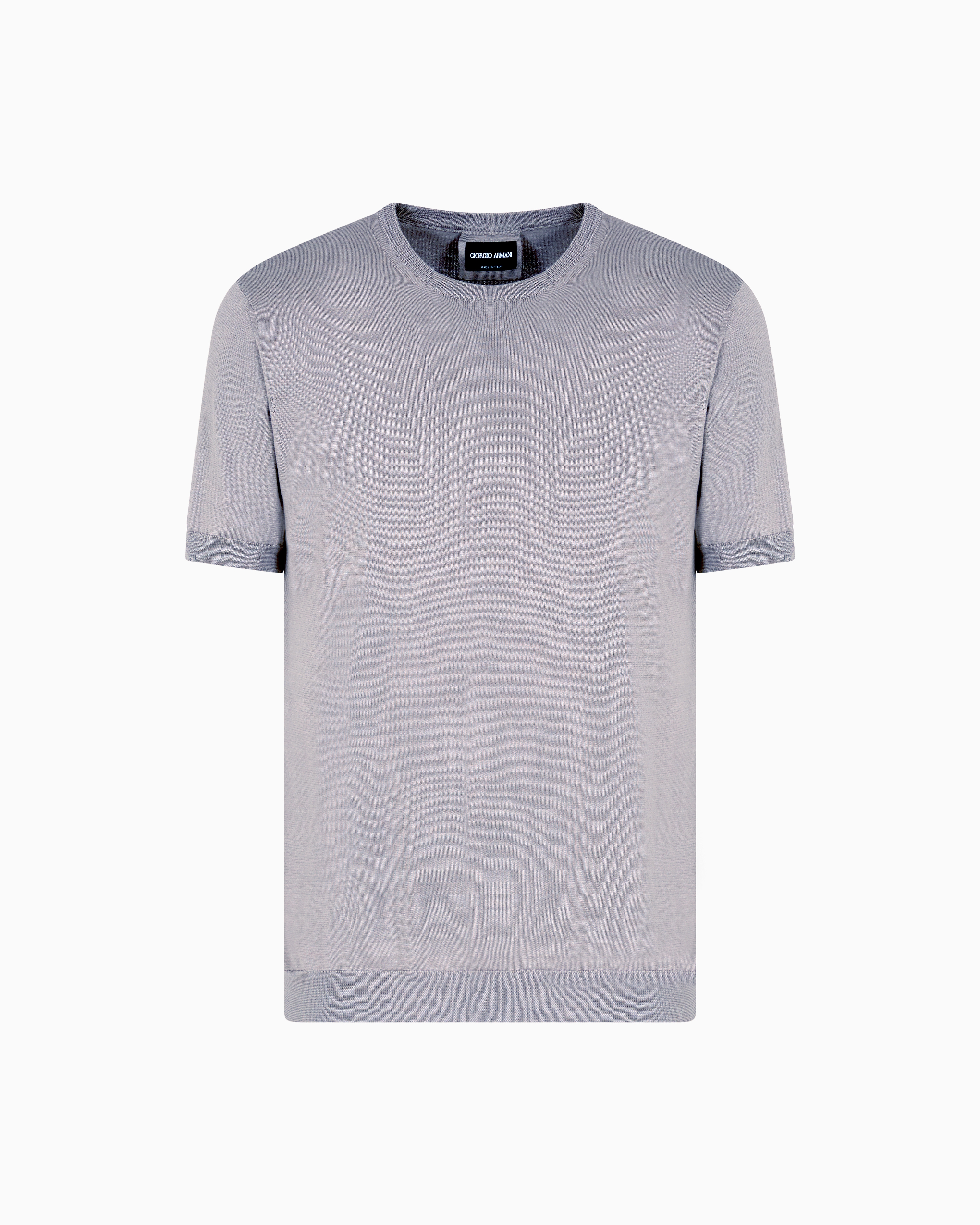 Giorgio Armani Short-sleeved, Crew-neck Jumper In Silk And Cotton In Beige