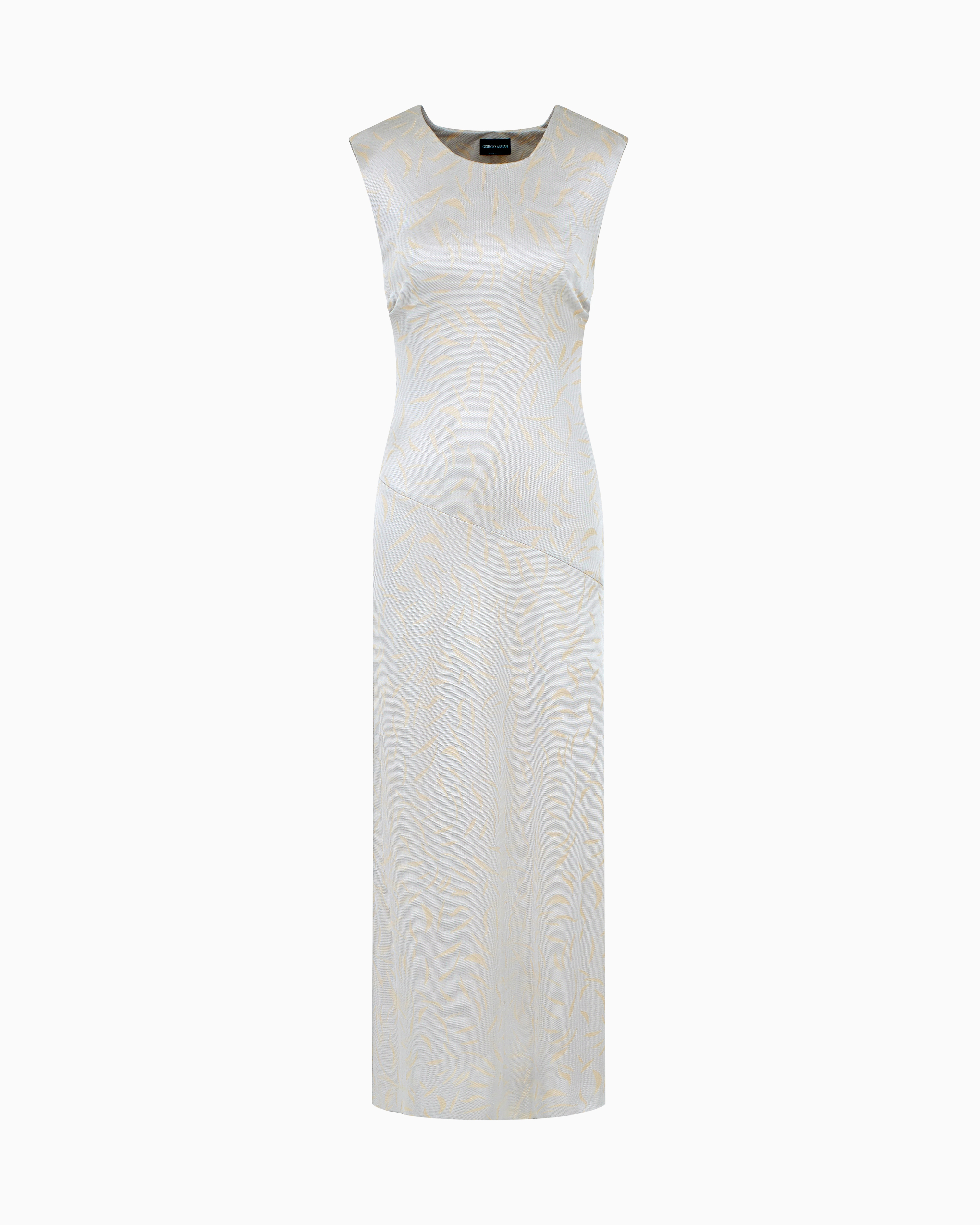 Giorgio Armani Jacquard Viscose-jersey Midi Dress In Grey