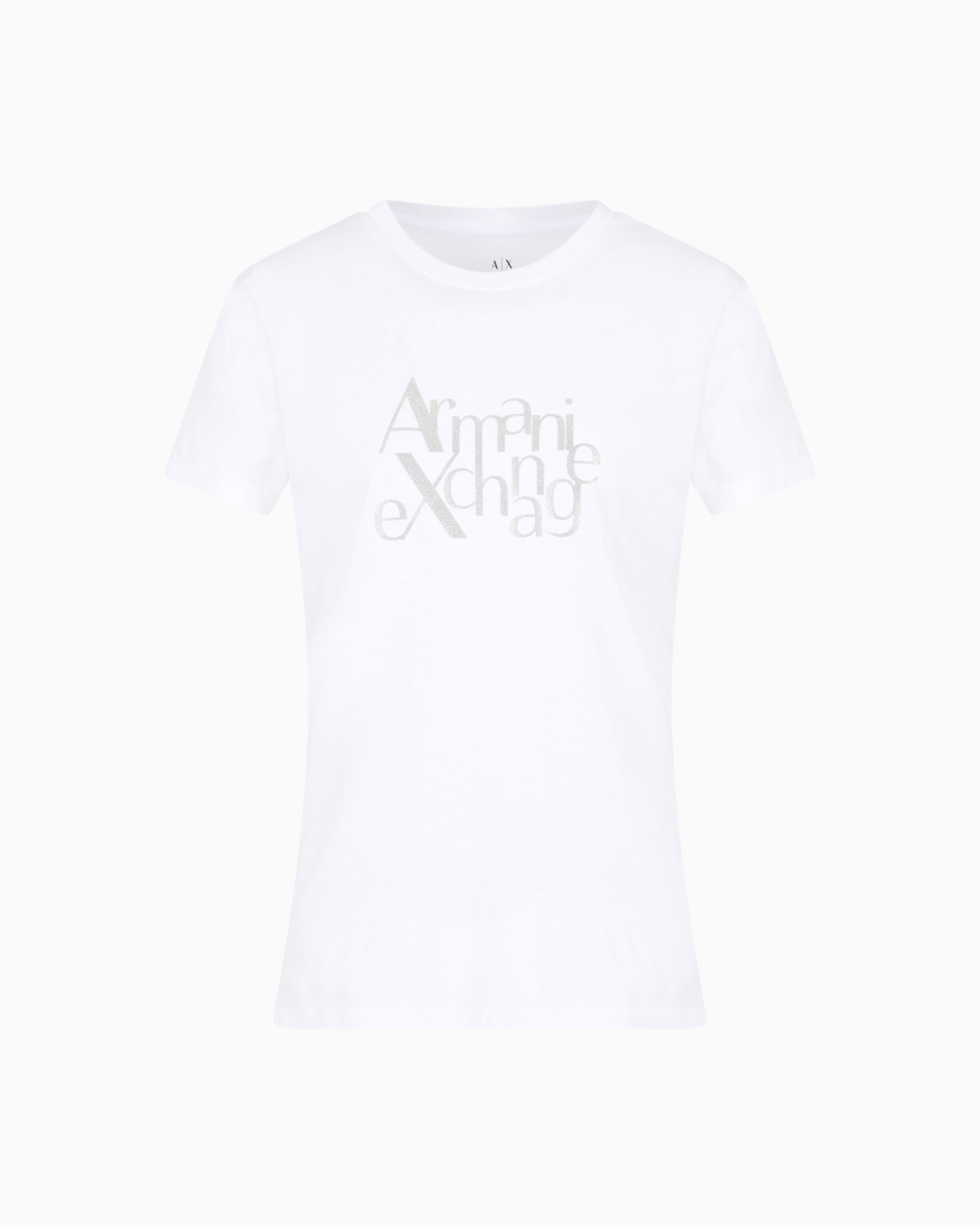 ARMANI EXCHANGE - White Regular Fit T-Shirt With Asv Glitter Logo Medium