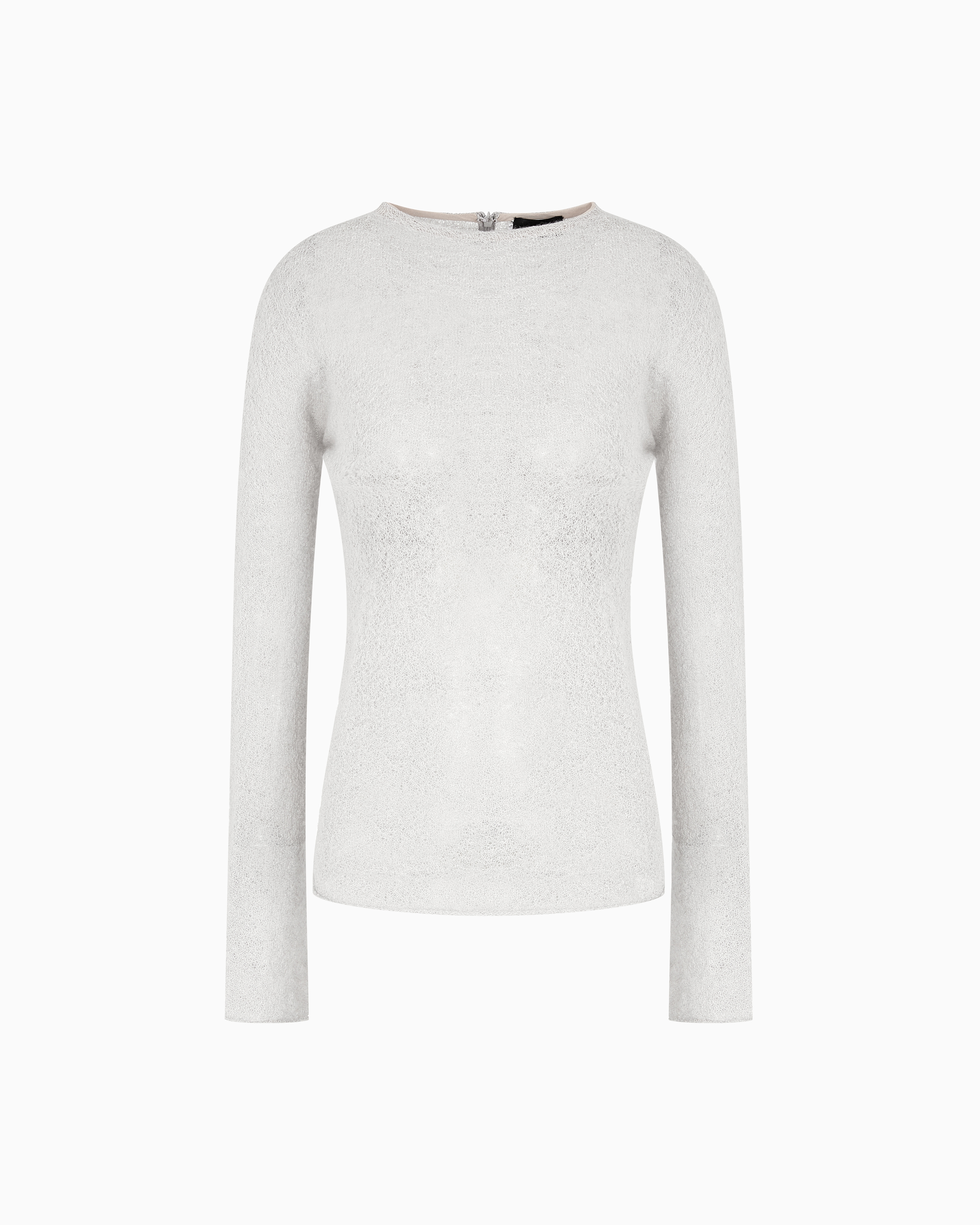 Giorgio Armani Cashmere And Mohair Wool Crew-neck Jumper In Grey
