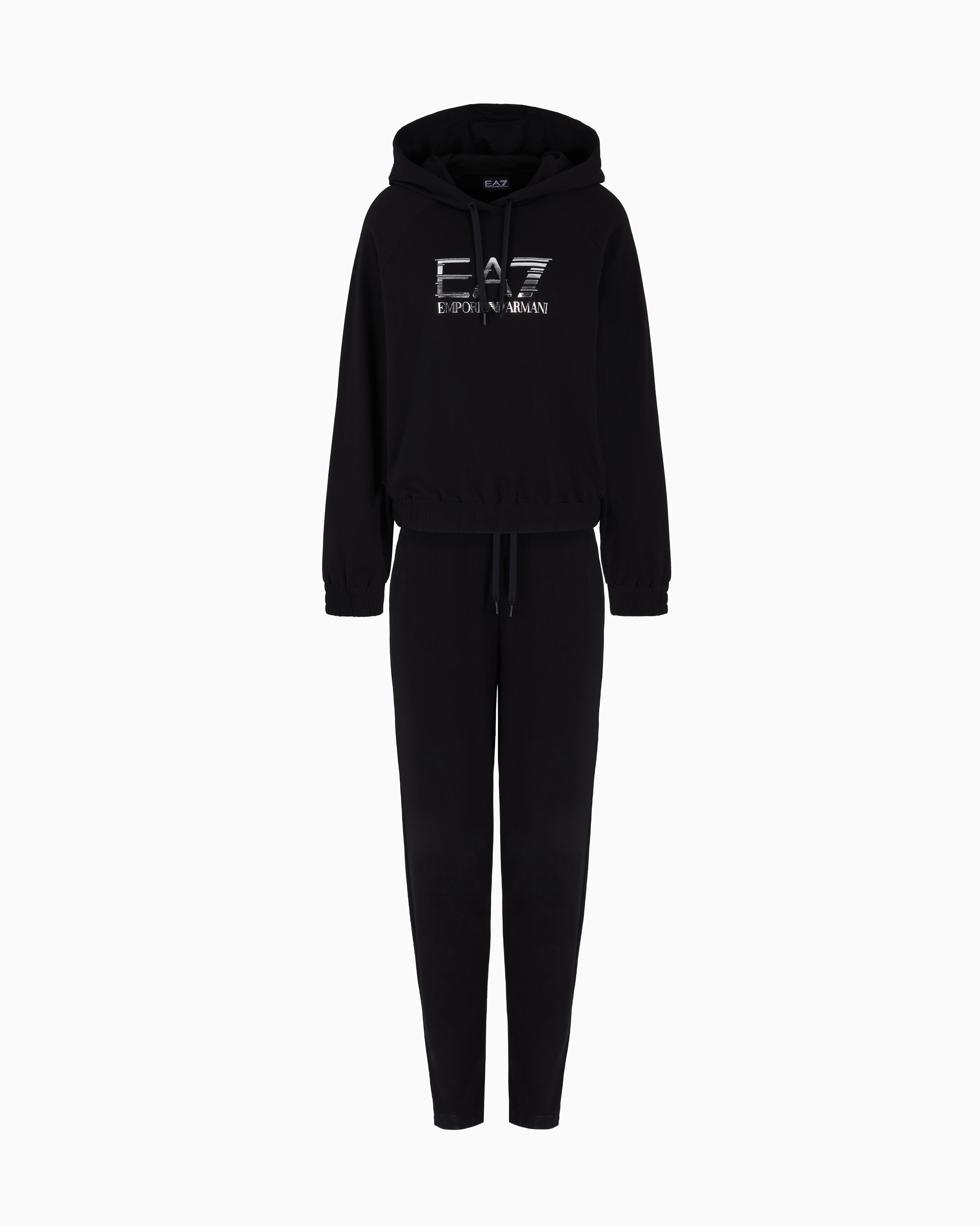 Ea7 Cotton And Modal Blend Tracksuit In Black
