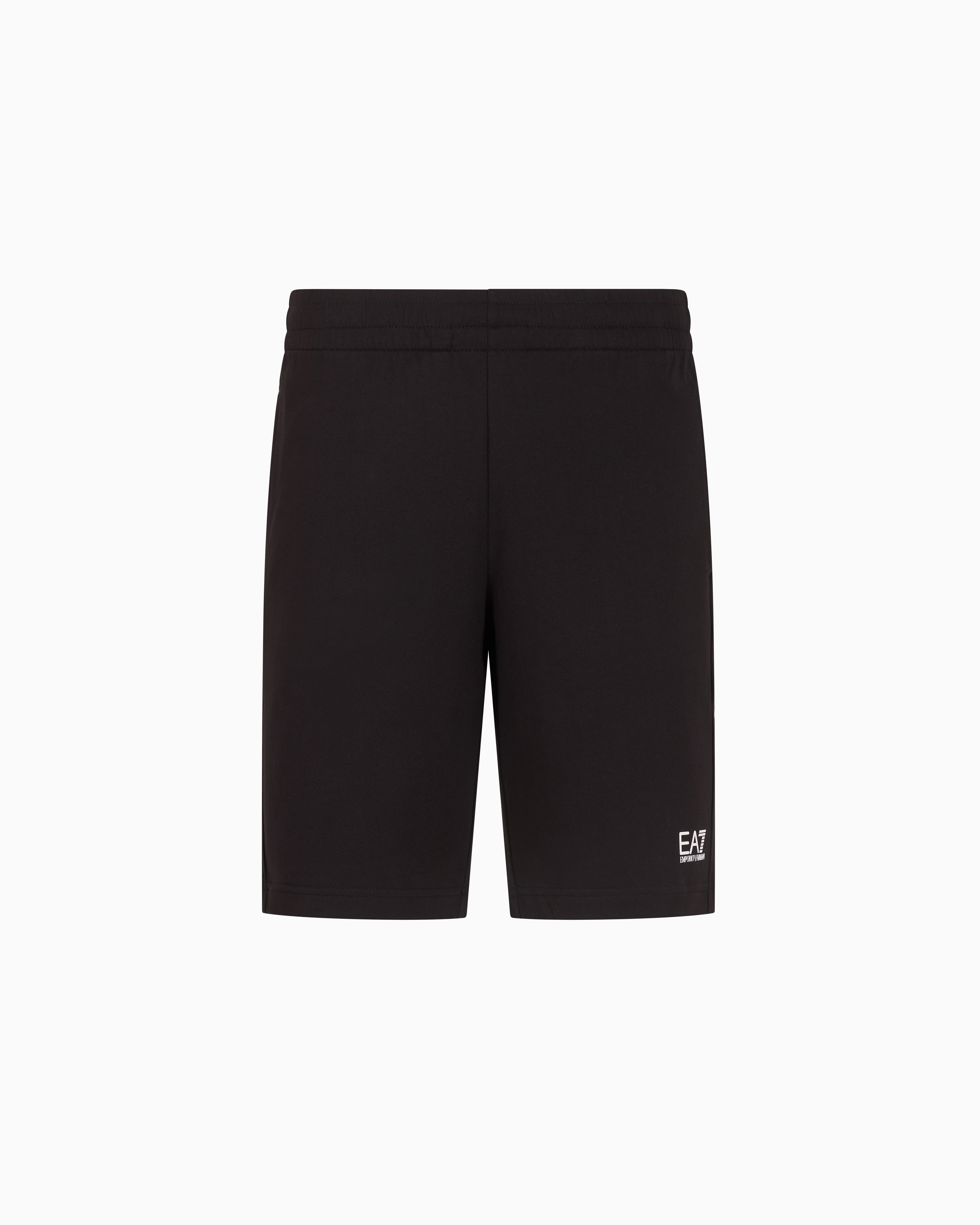 Ea7 Core Identity Cotton Bermuda Shorts In Black