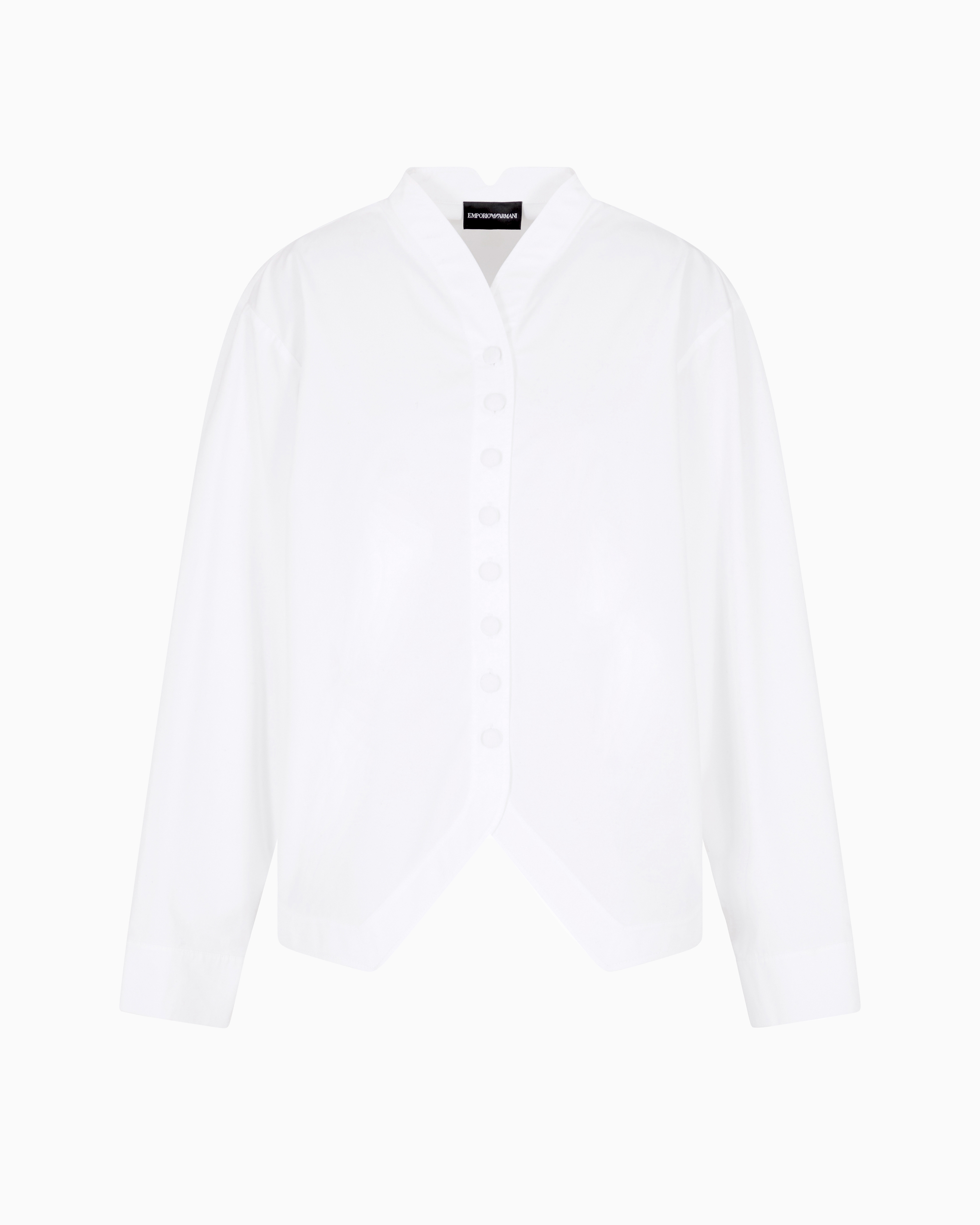 Emporio Armani Brushed Cotton Shirt With Shaped Hem In White