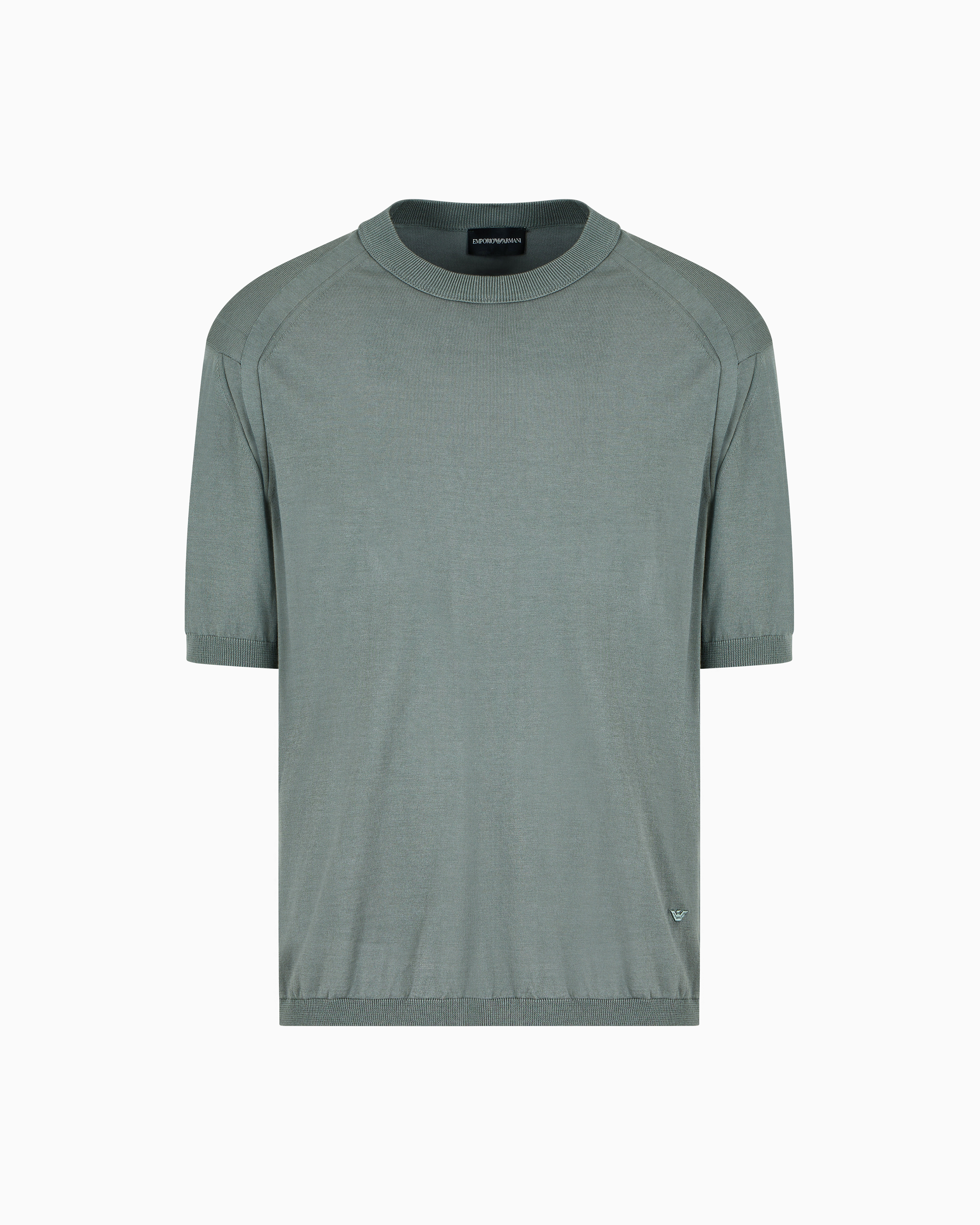Emporio Armani Asv Lyocell-blend Plain-knit Jumper In Green