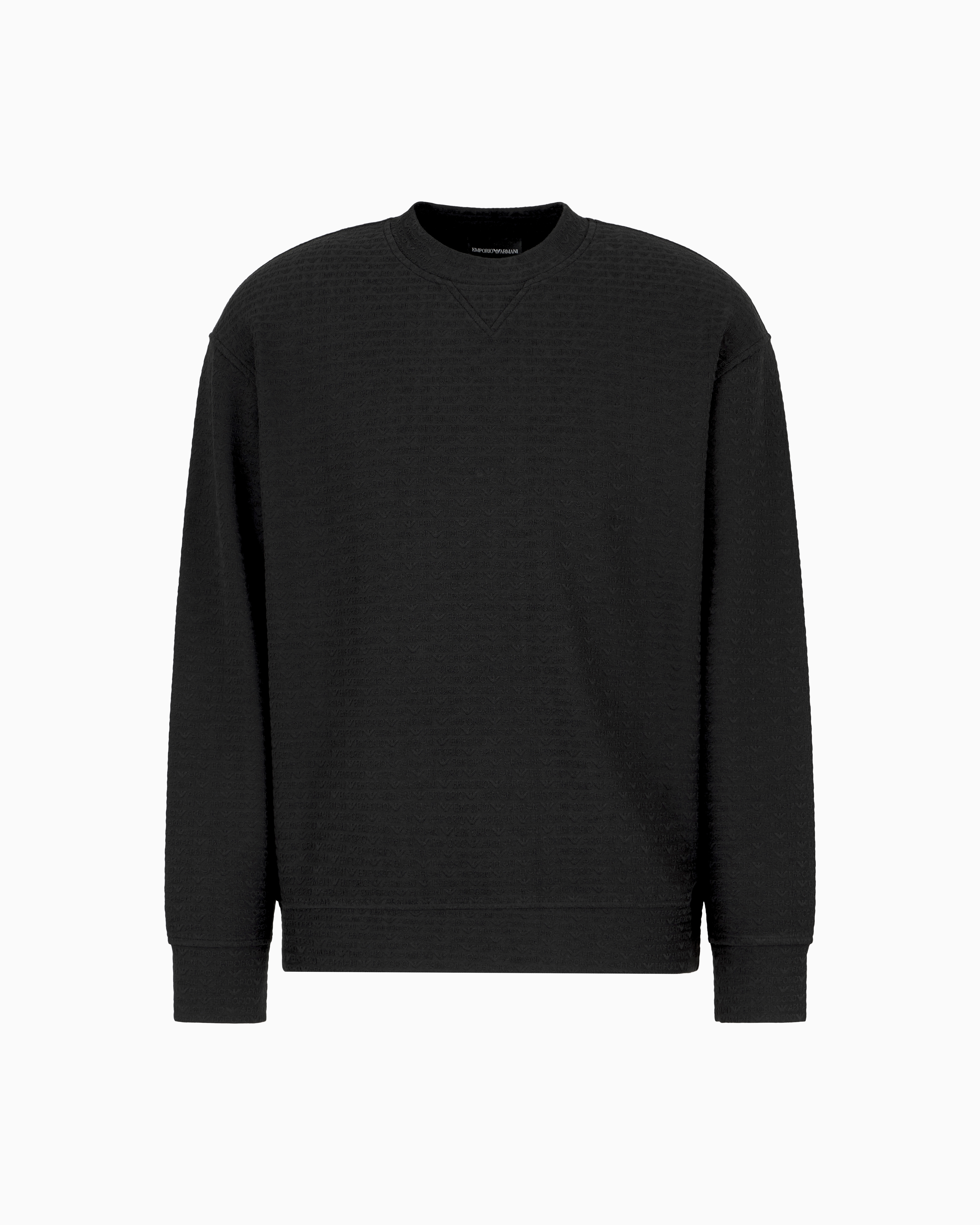 Emporio Armani Asv Lyocell Blend Jersey Sweatshirt With All-over Lettering In Black