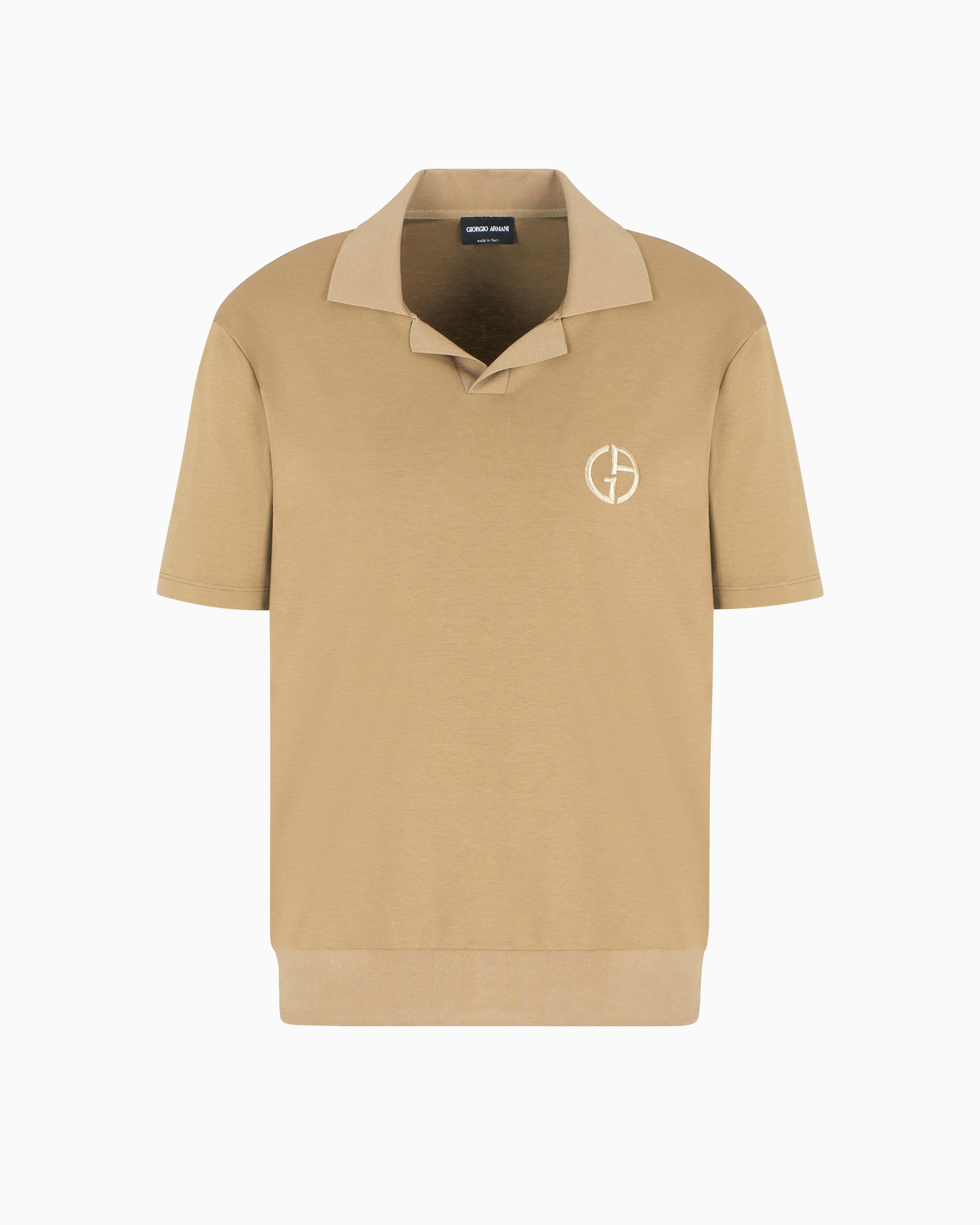Giorgio Armani Logo-embroidered T-shirt In Beige