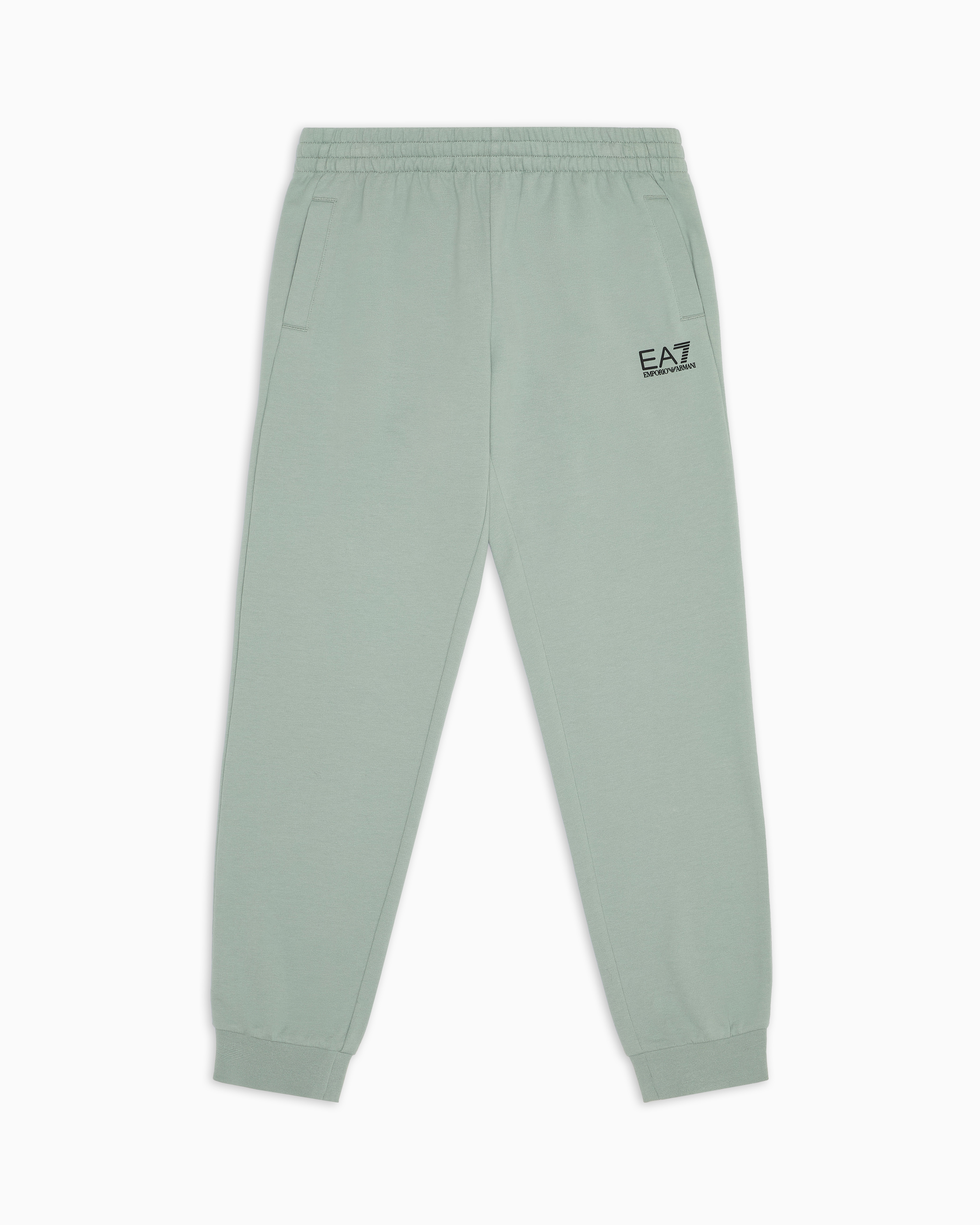Ea7 Kids' Core Identity Boy Cotton Joggers In Green