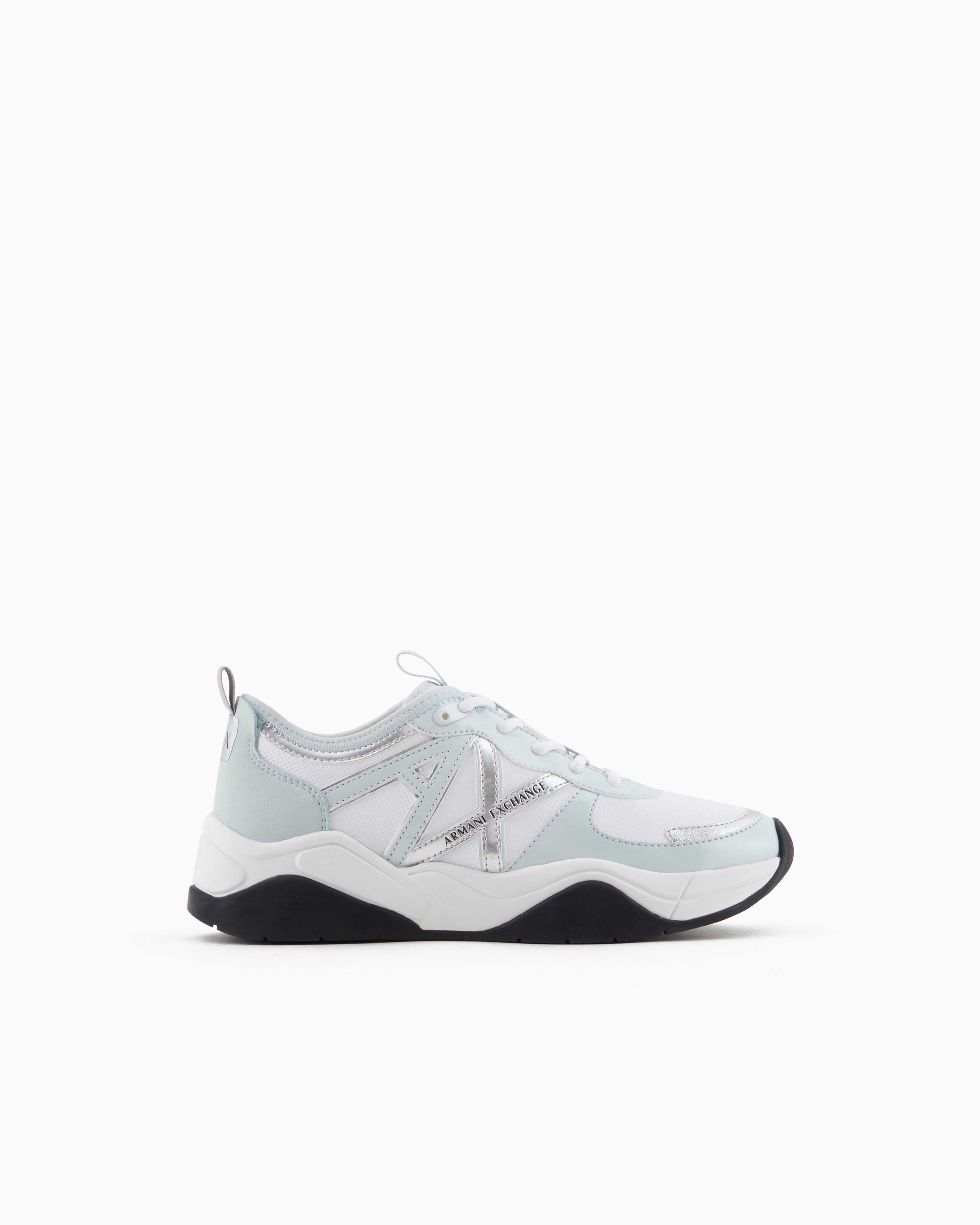 Armani Exchange Chunky Sneakers With Logo In Light Blue