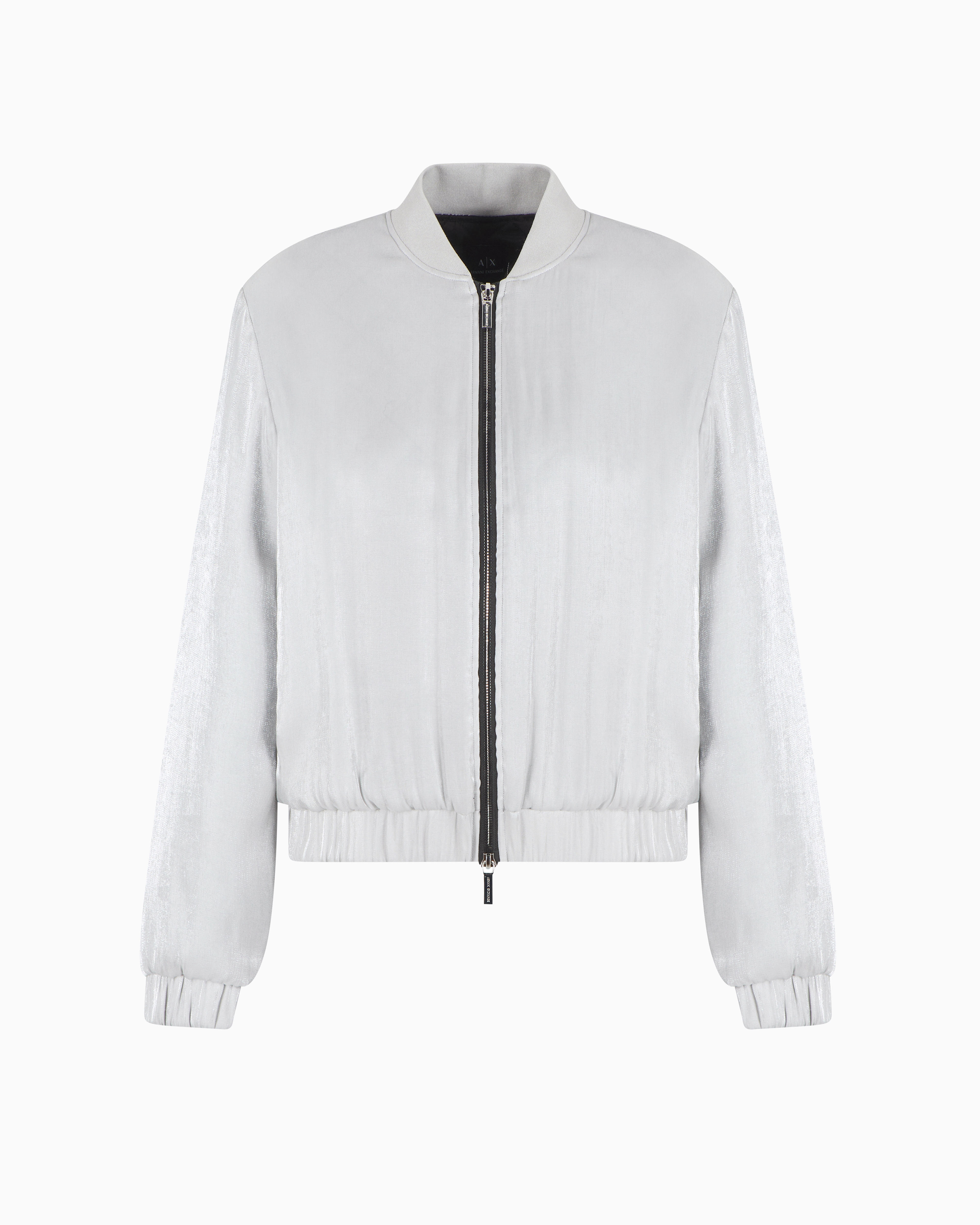 Armani Exchange Zip-up Bomber Jacket In Silver