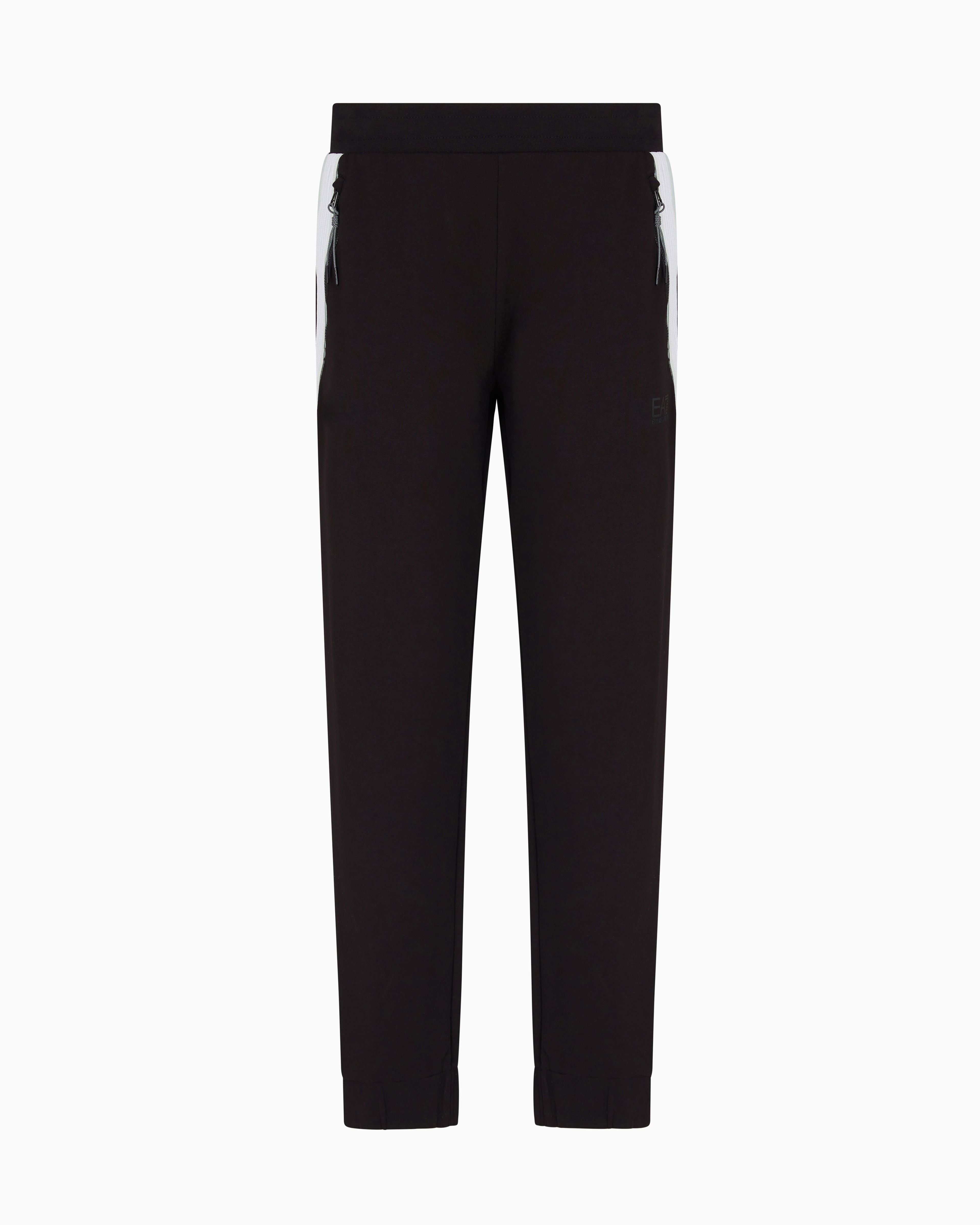 Ea7 7 Lines Cotton Joggers In Black