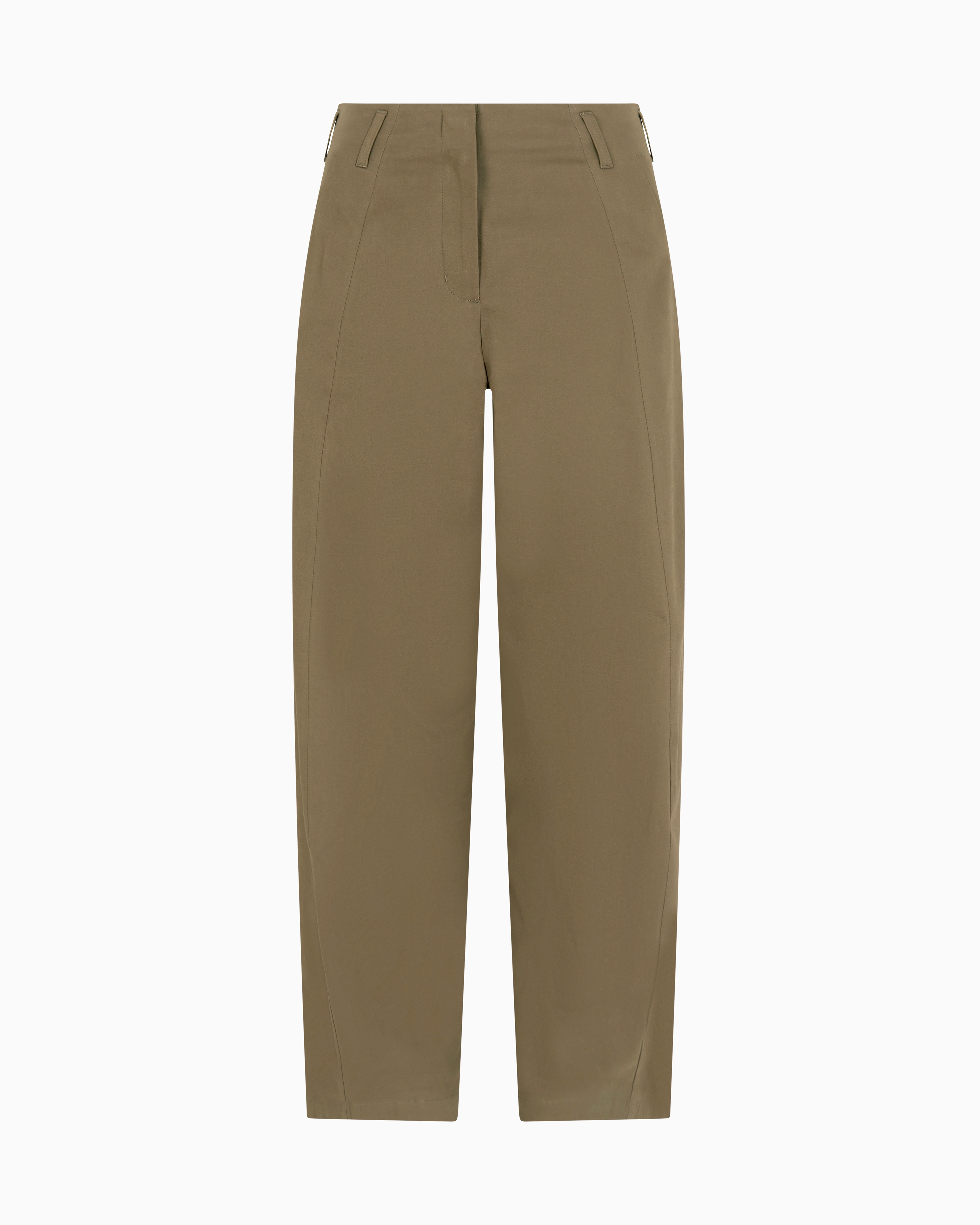 Stretch polished cotton wide-leg trousers | Emporio Armani