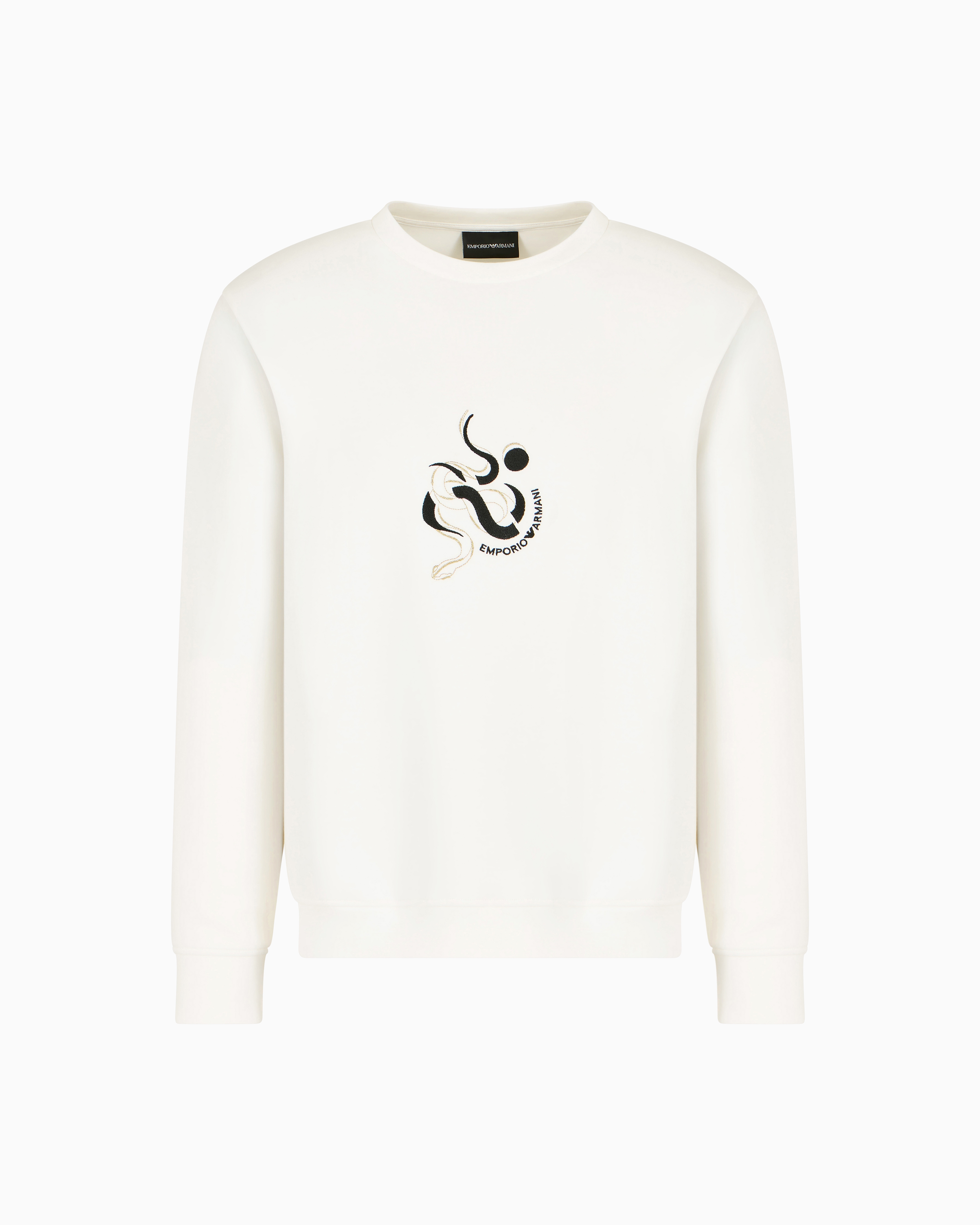 Emporio Armani Double-jersey Sweatshirt With Lunar New Year Embroidery In White