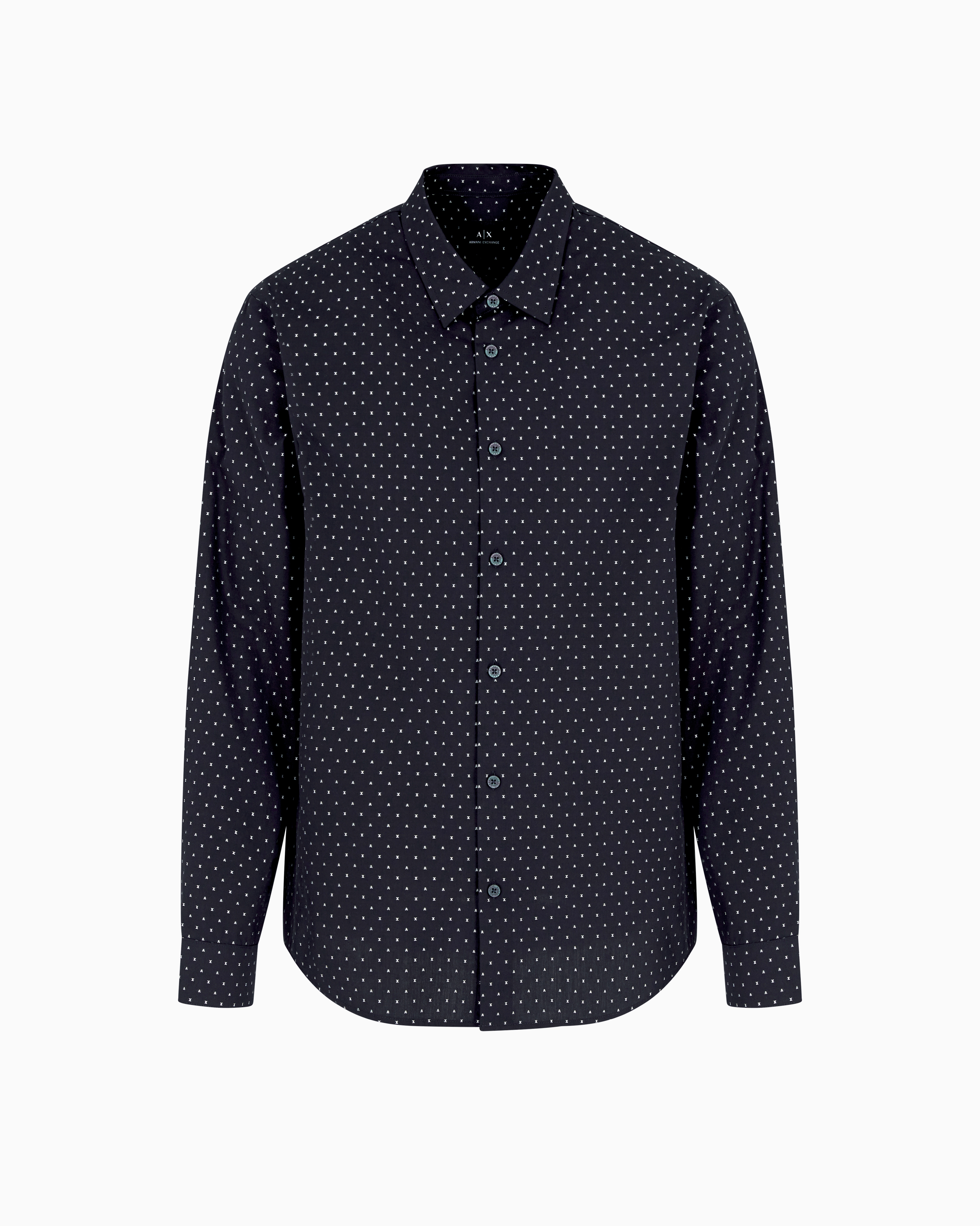 Armani Exchange Regular Fit Cotton Jacquard Shirt In Blau
