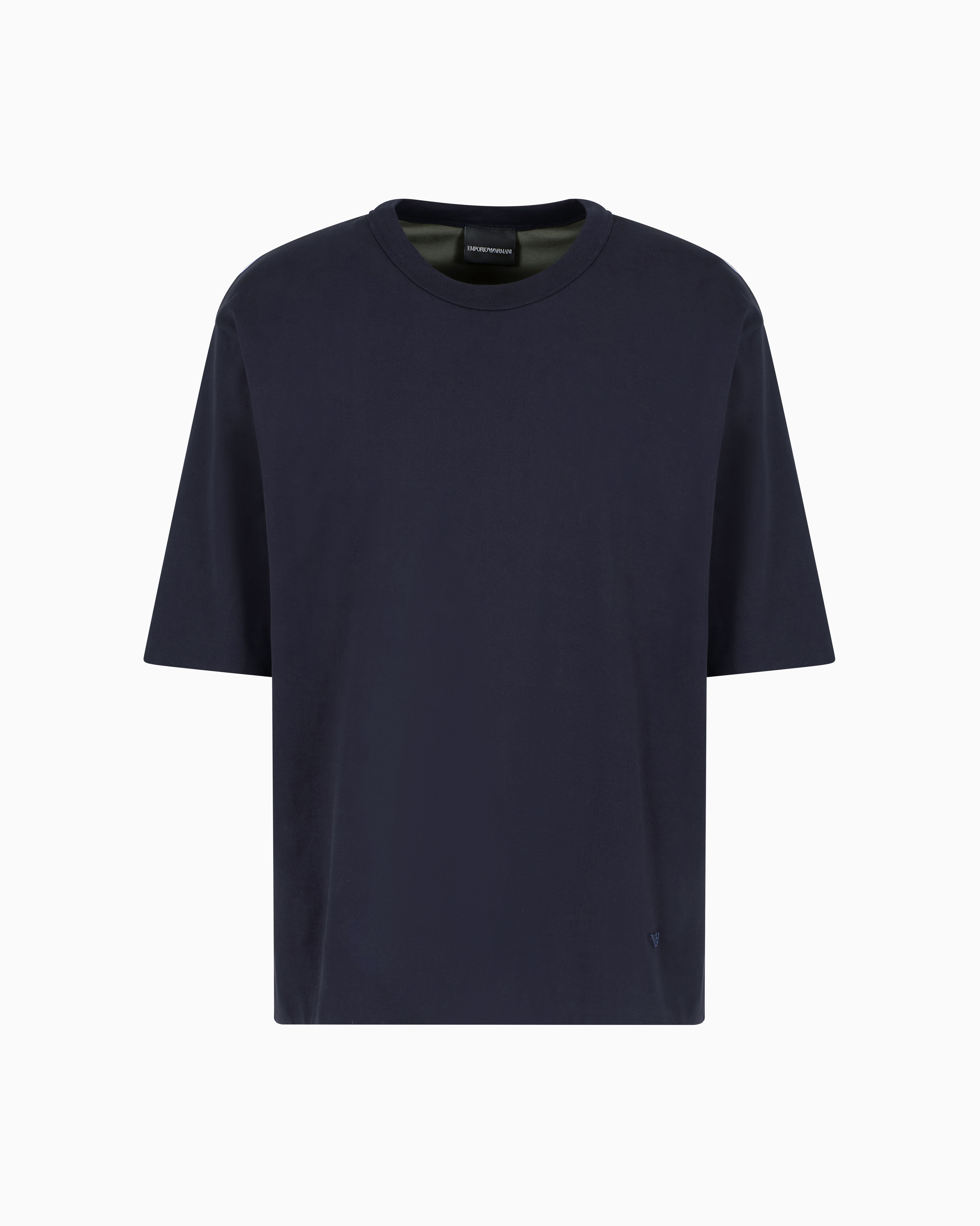 Emporio Armani Asv Silk-blend Jersey V-neck T-shirt In Navy_blue