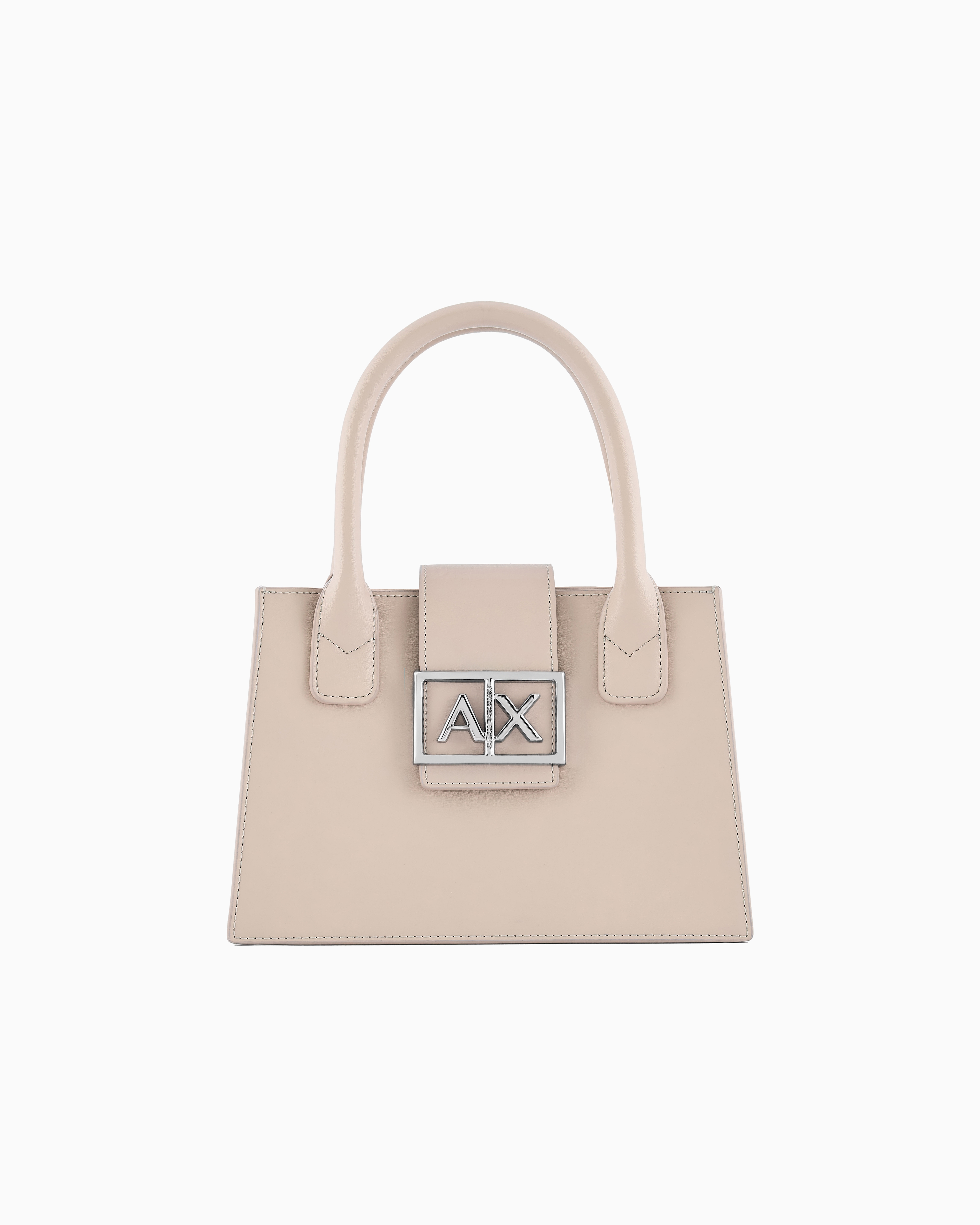 Armani Exchange Asv Small Trapeze Handbag In Beige