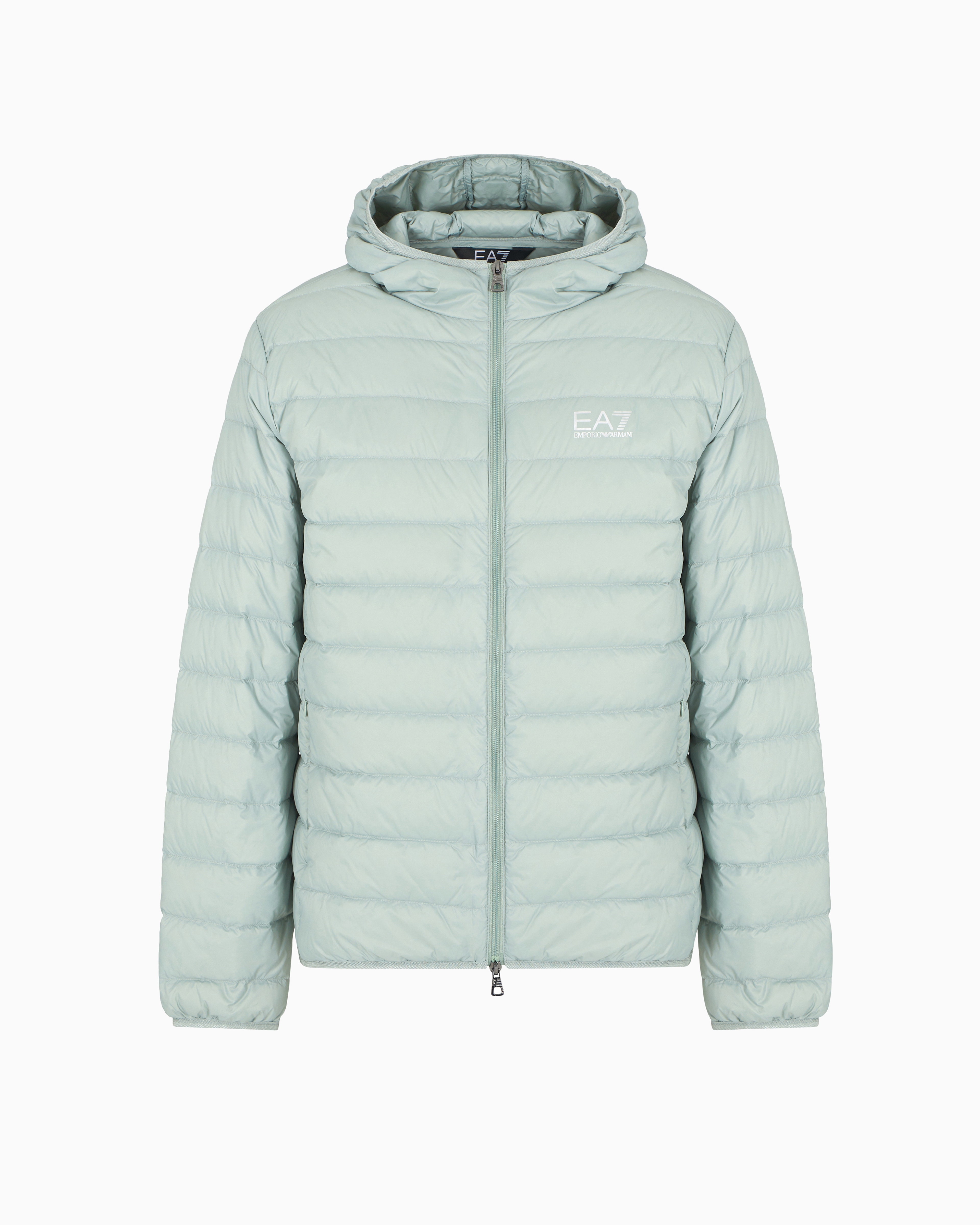 Ea7 Core Identity Packable Down Jacket With Hood In Green