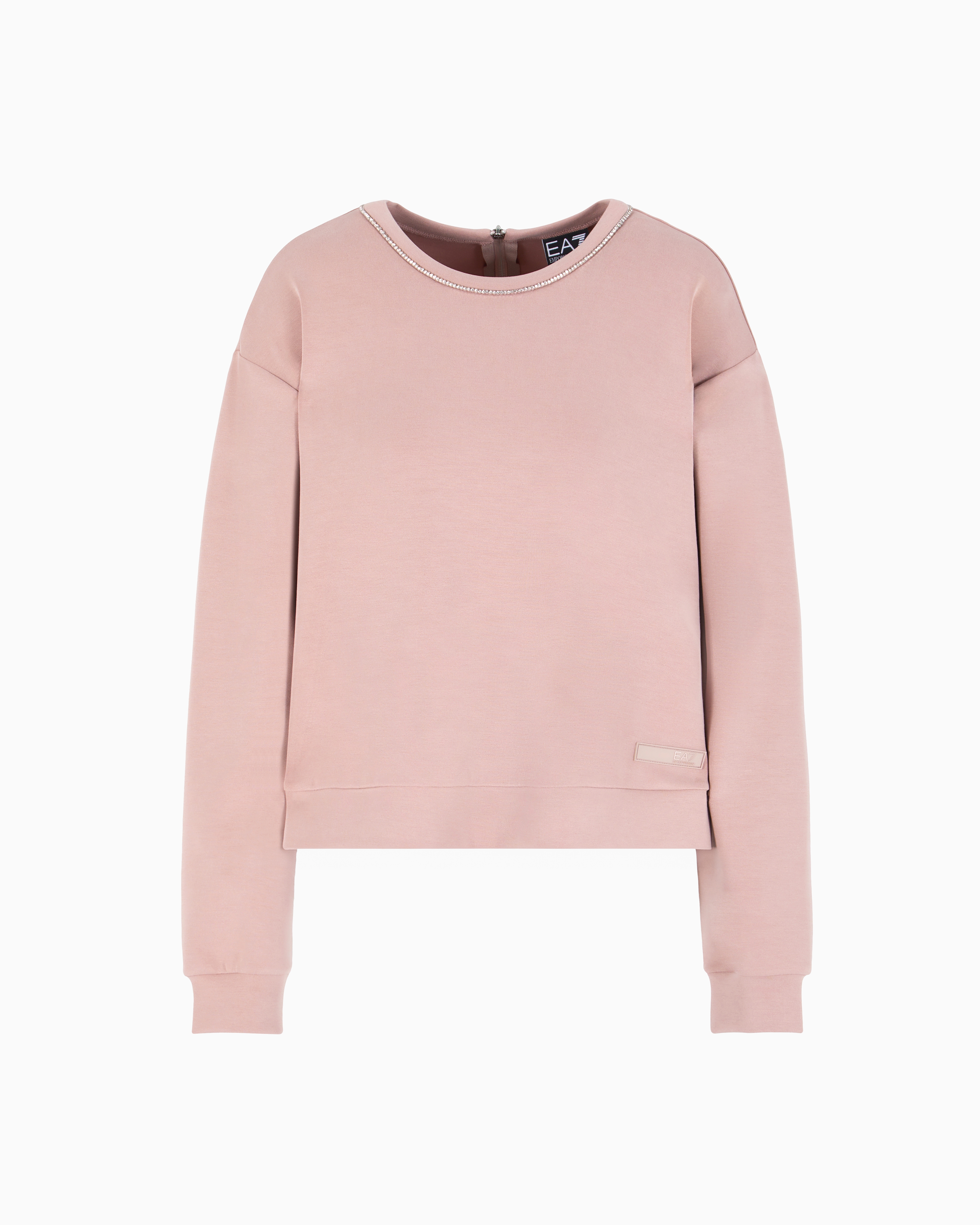 Ea7 Precious Stretch Modal-blend Crew-neck Sweatshirt In Pink