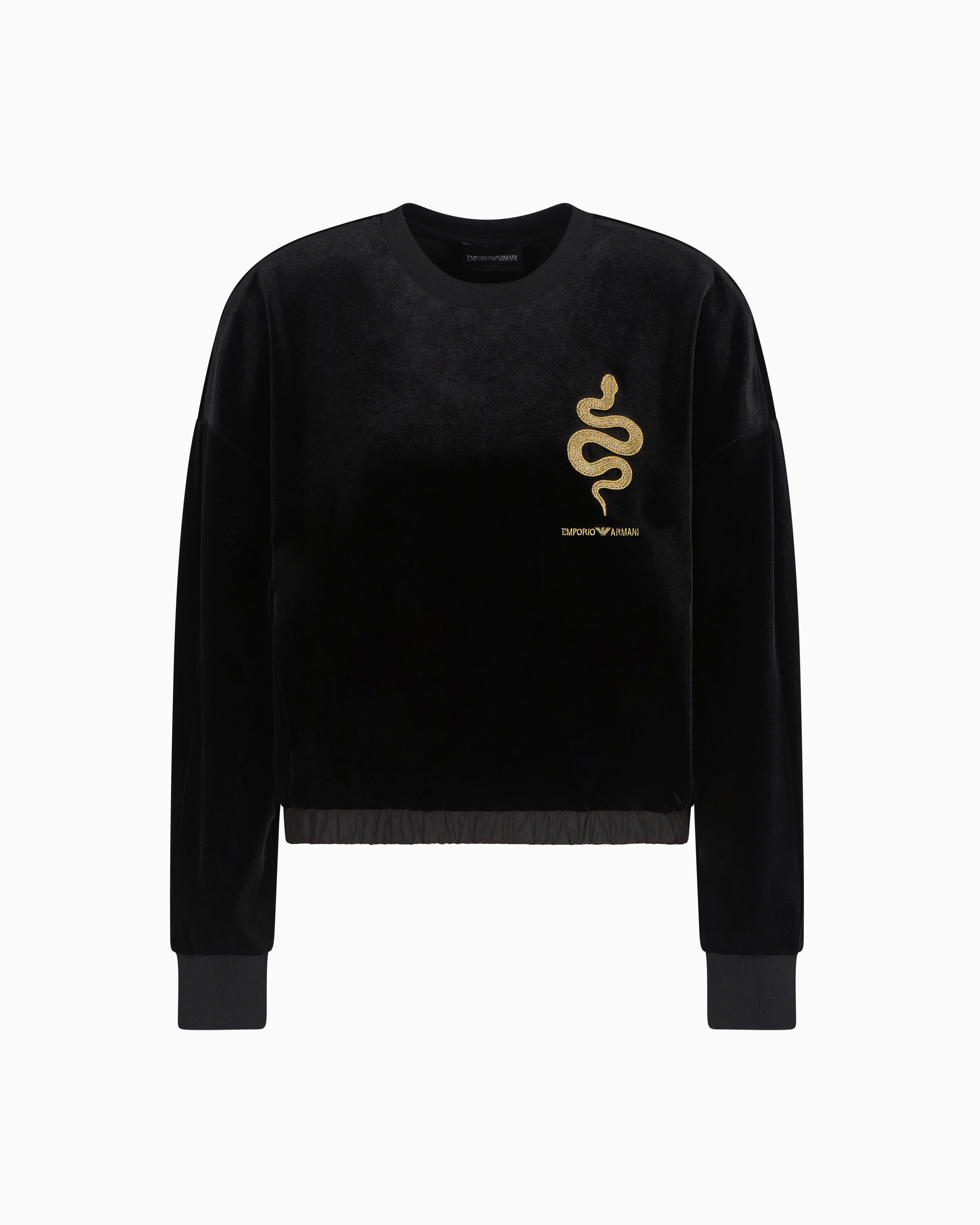 Emporio Armani Chenille Sweatshirt With Lunar New Year Embroidery In Black