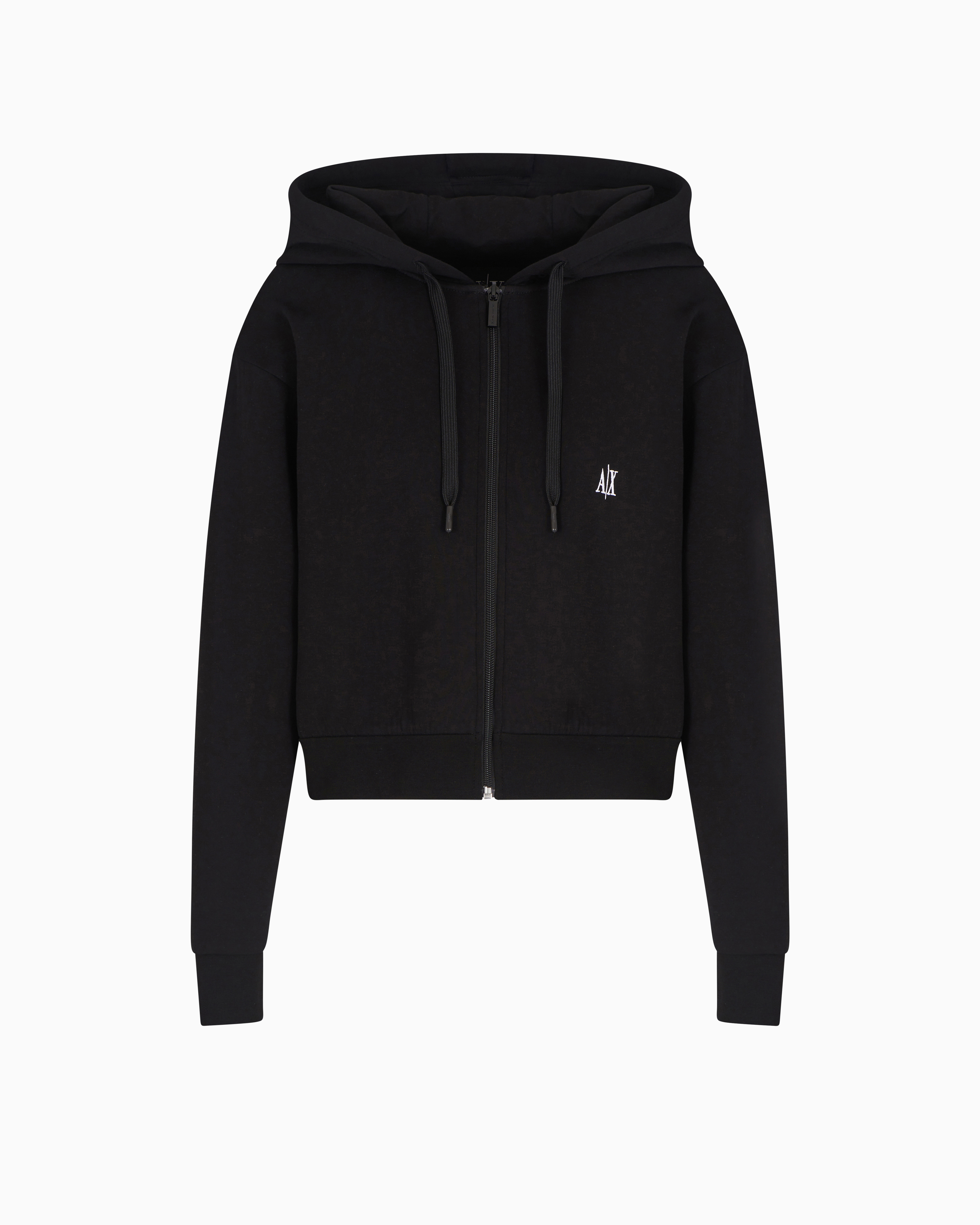 Armani Exchange Zip-up Hooded Jacket In Black
