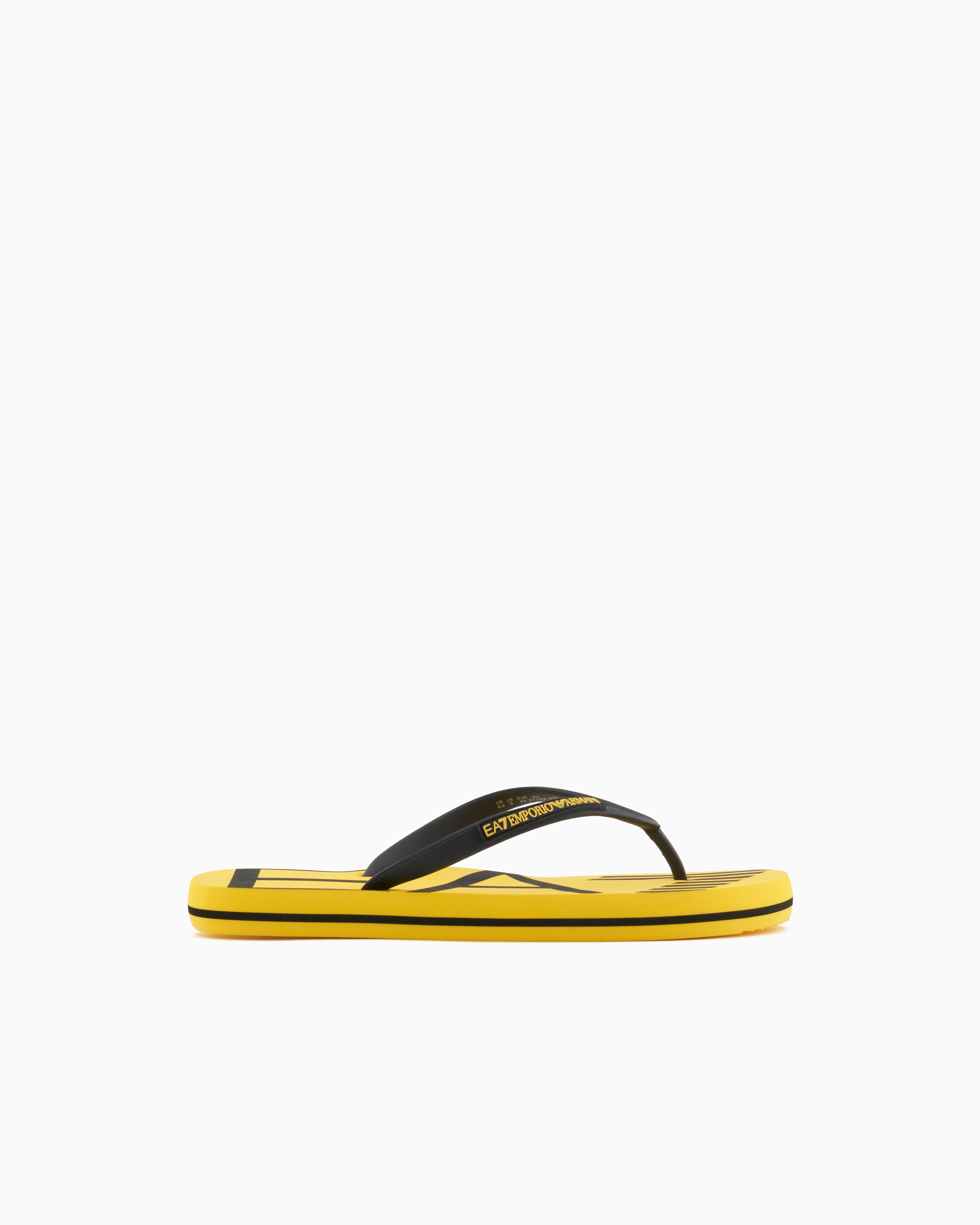 Ea7 Rubber Flip-flops With Logo In Yellow