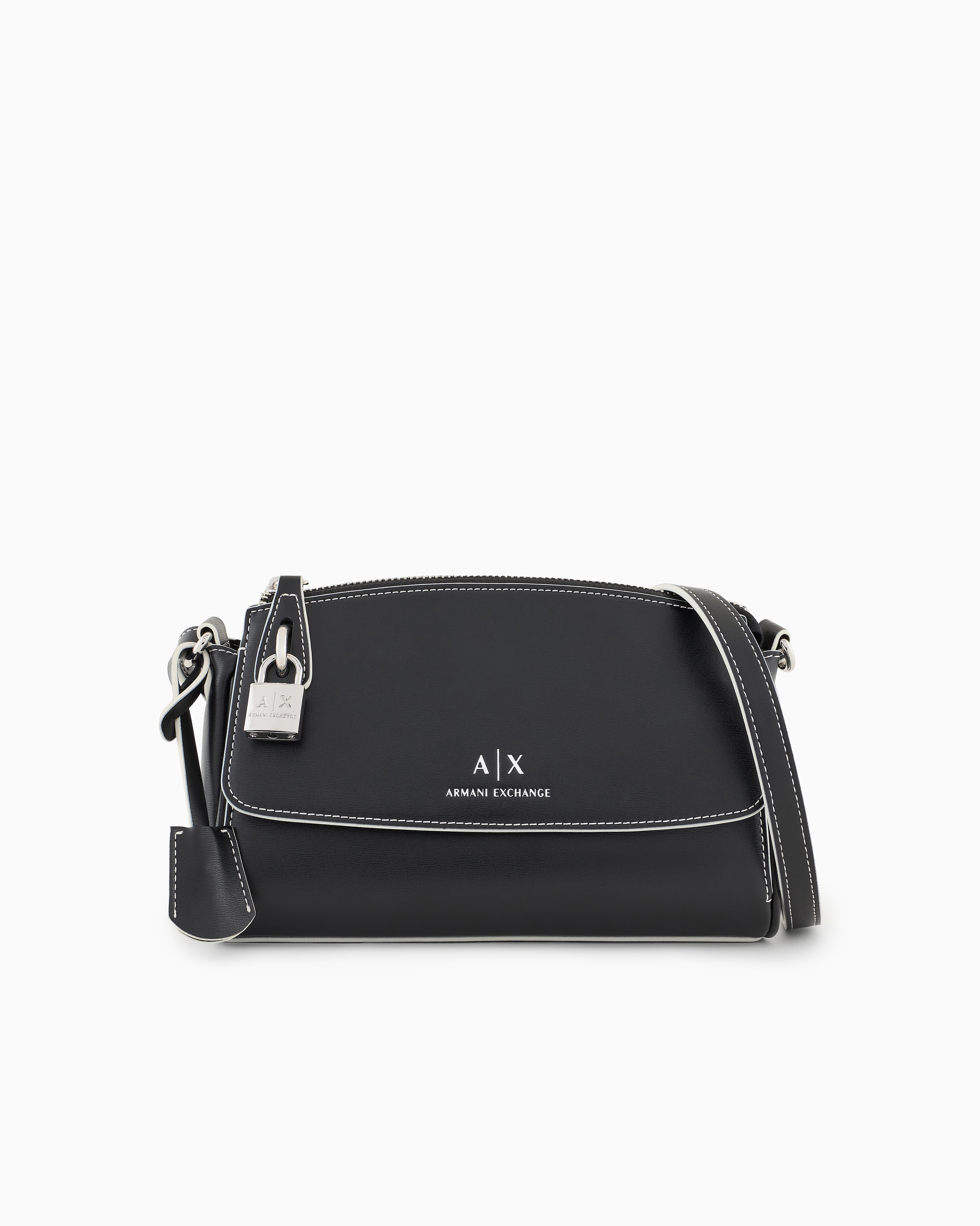 Armani Exchange Asv Lock Shoulder Bag In Black