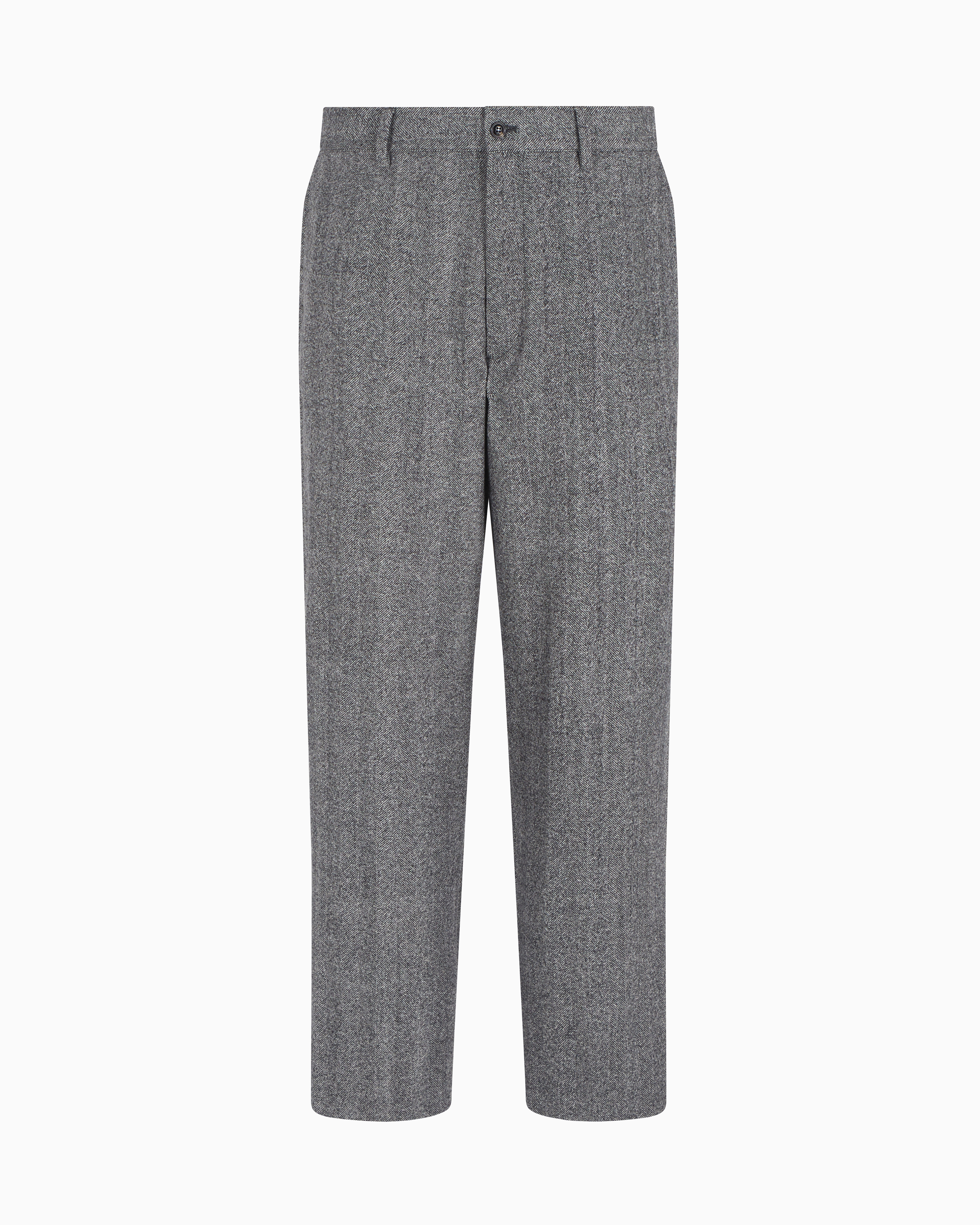 Giorgio Armani Chevron Jacquard Virgin Wool Flat-front Trousers