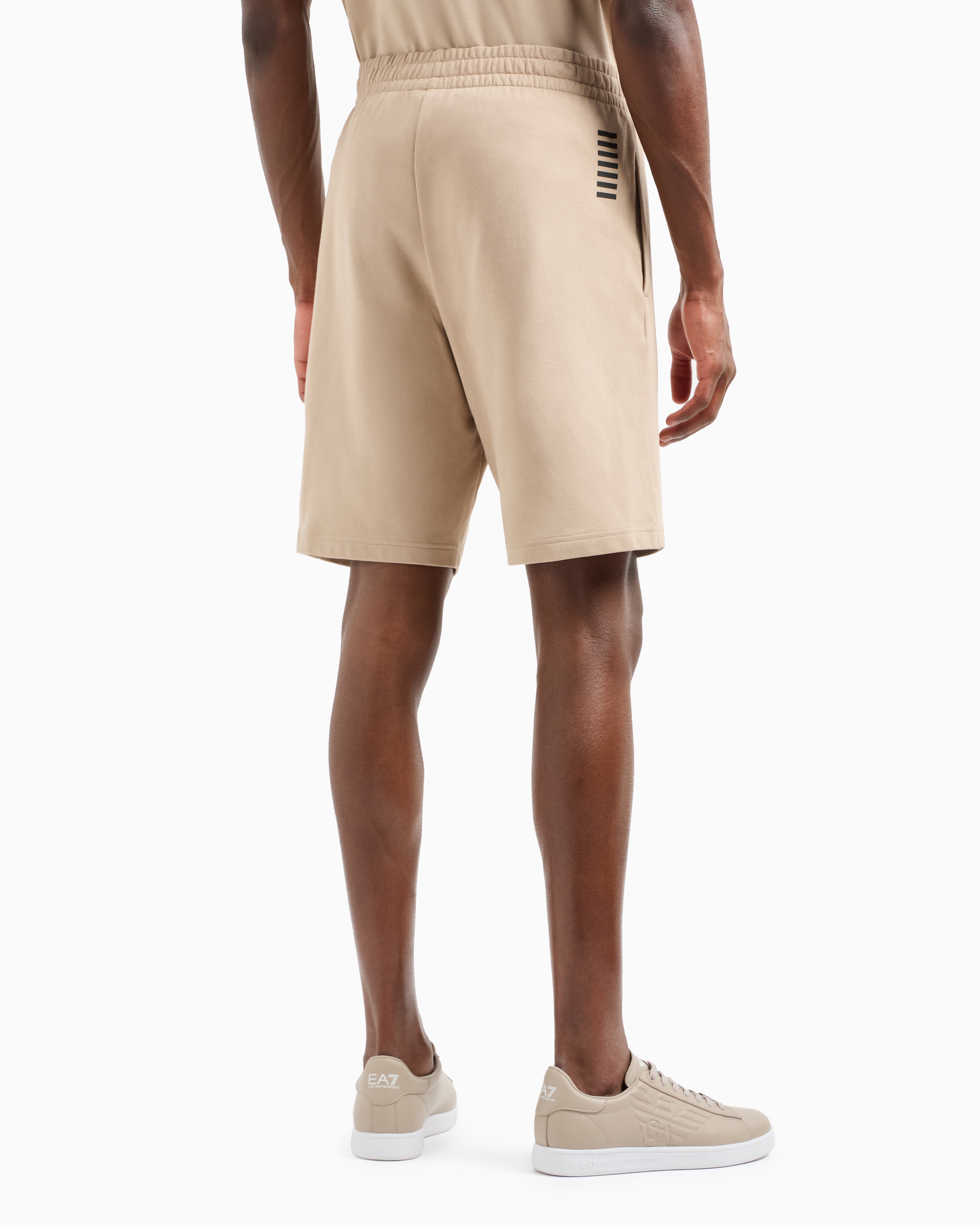 Ea7 Core Identity Cotton Bermuda Shorts In Beige