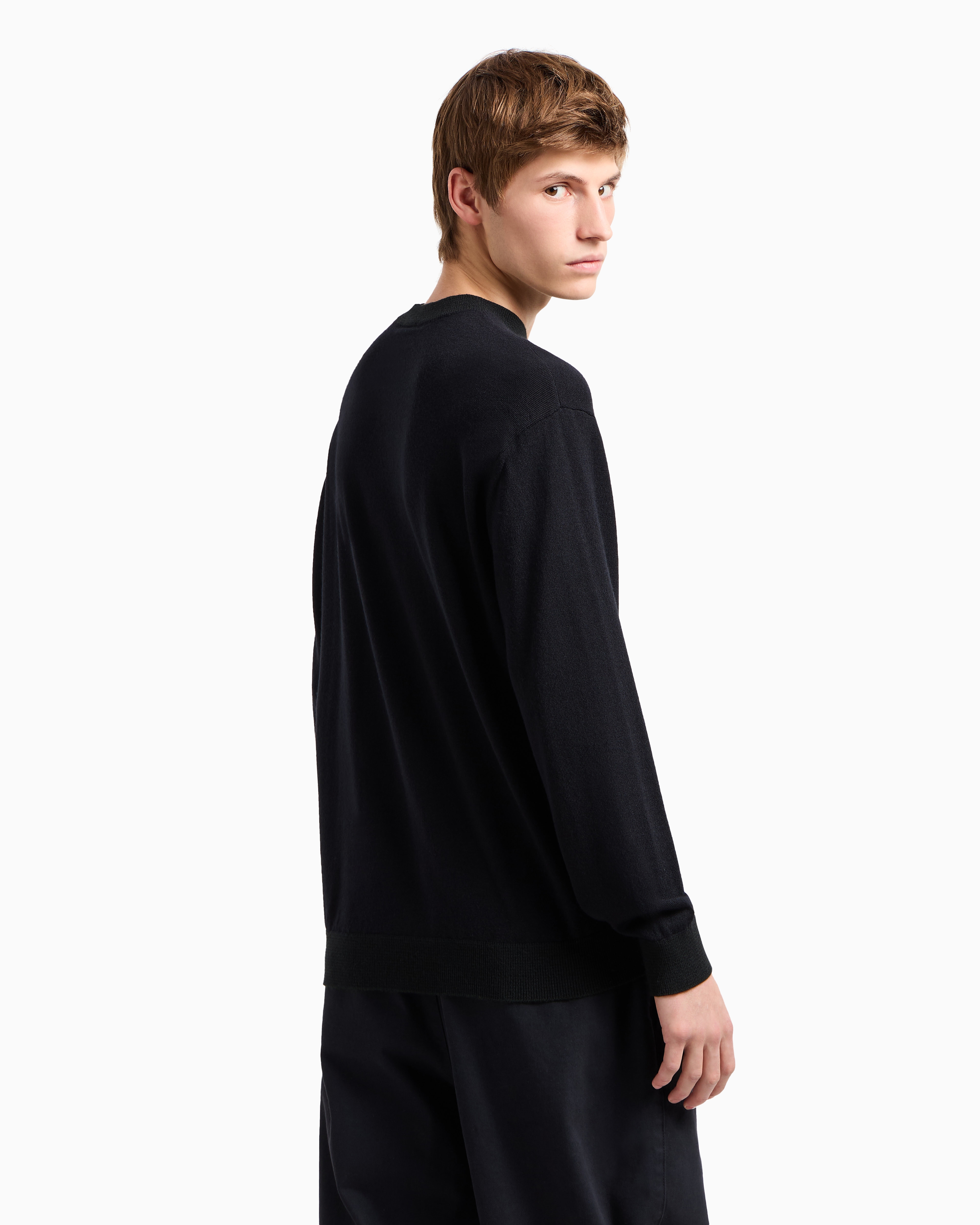Armani Exchange Wool Blend Turtleneck Sweater In Navy Blue
